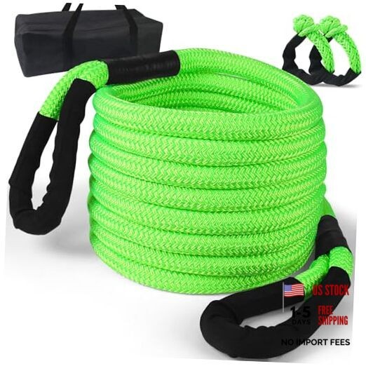 3/4″×20 ft Kinetic Recovery Rope Kit 3/4 inchx20ft with Soft Shackles Green