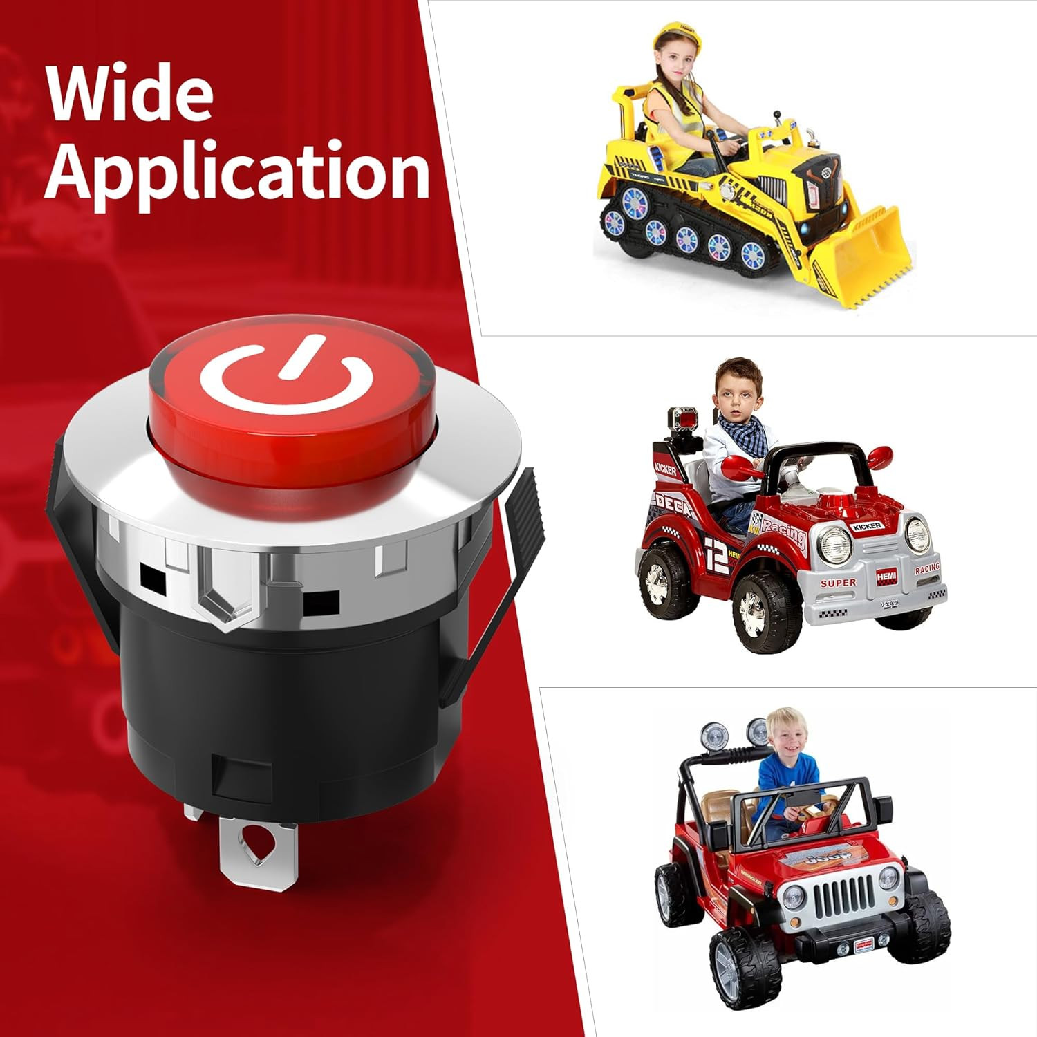 12V Key Start Power Switch Children Car Replacement Part for Kids Powered Wheel