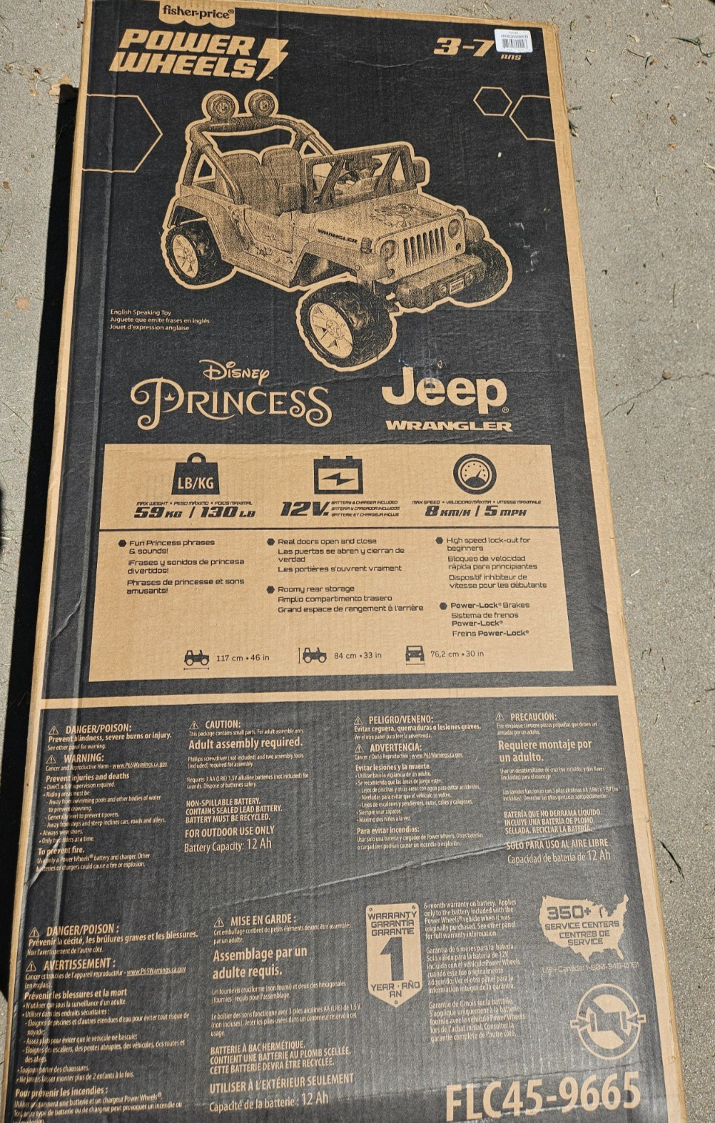 NOS Power Wheels Disney Princess Jeep Wrangler Battery Ride-On Car- FLC45-9665