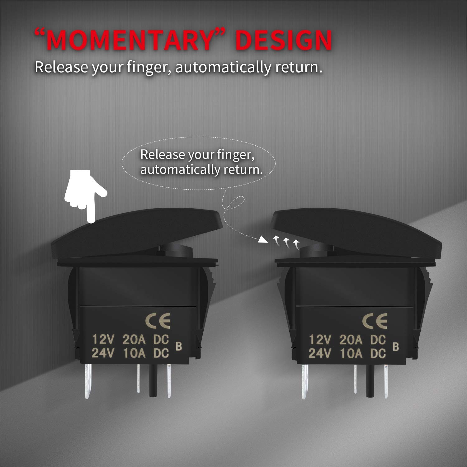Daiertek 12V Horn Button Momentary Rocker Switch Blue Led 12 Volt Pola