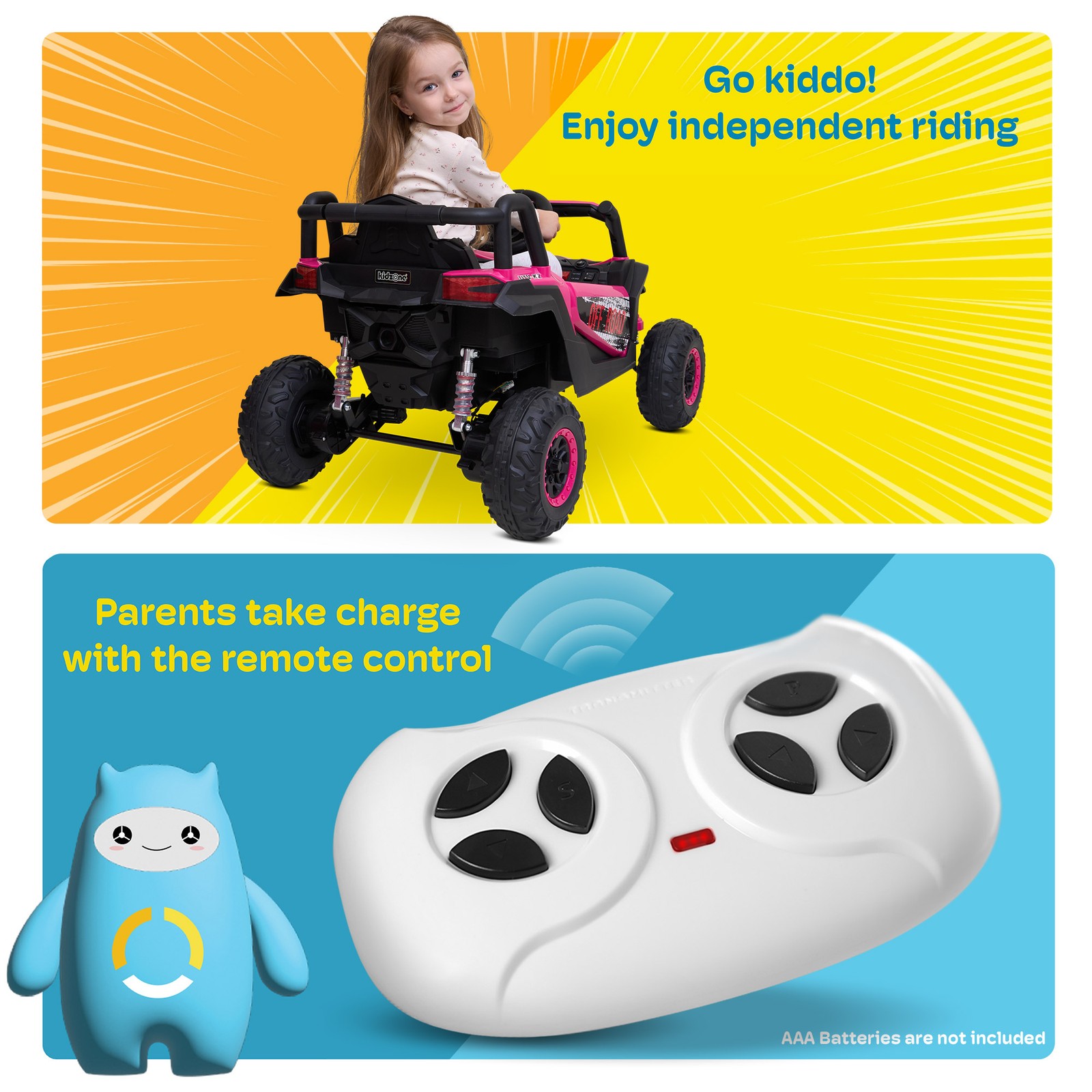 Kidzone 12V Ride On UTV Car for Toddlers 37-96 Months