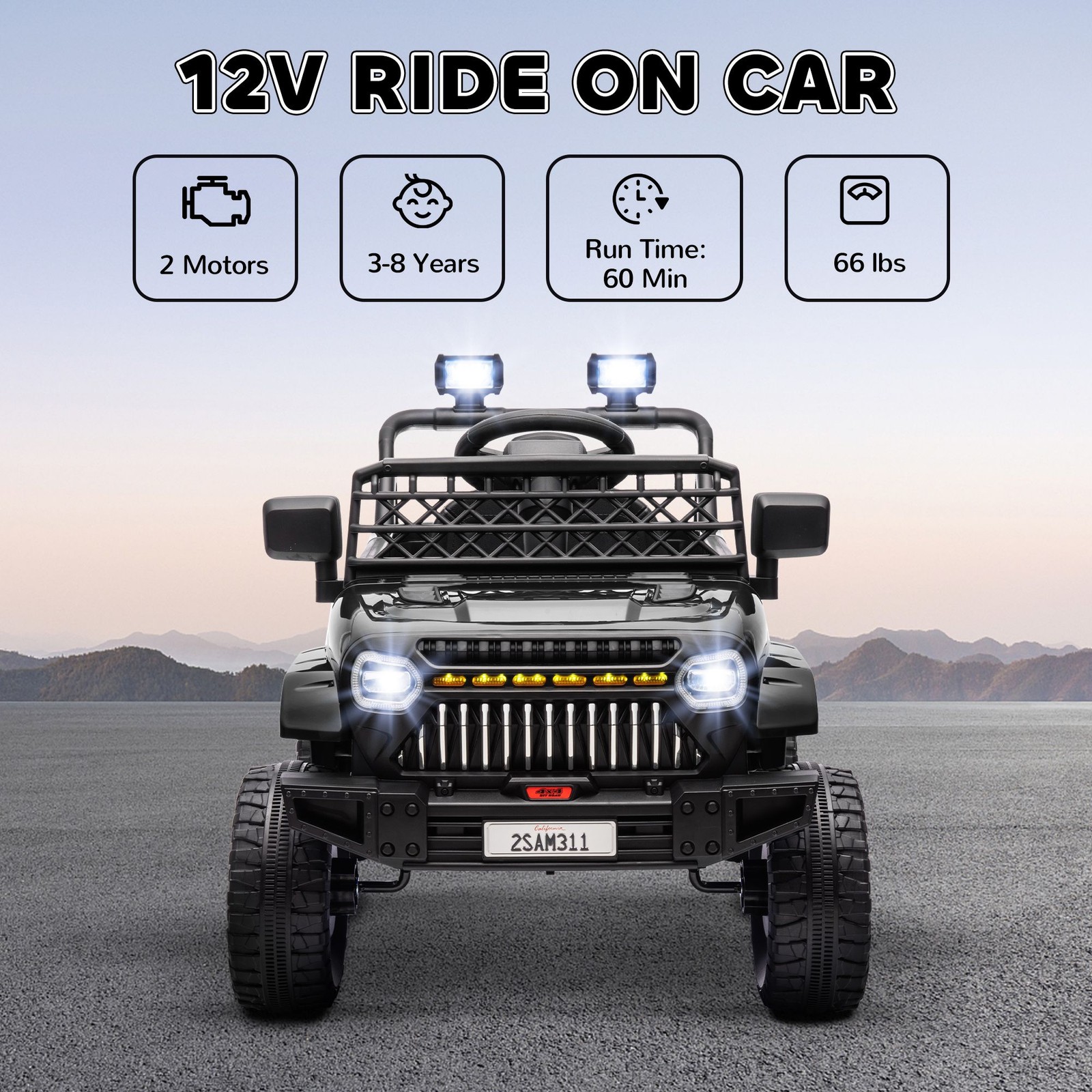 12V Ride On Vehicle for Children with Speed Control Black