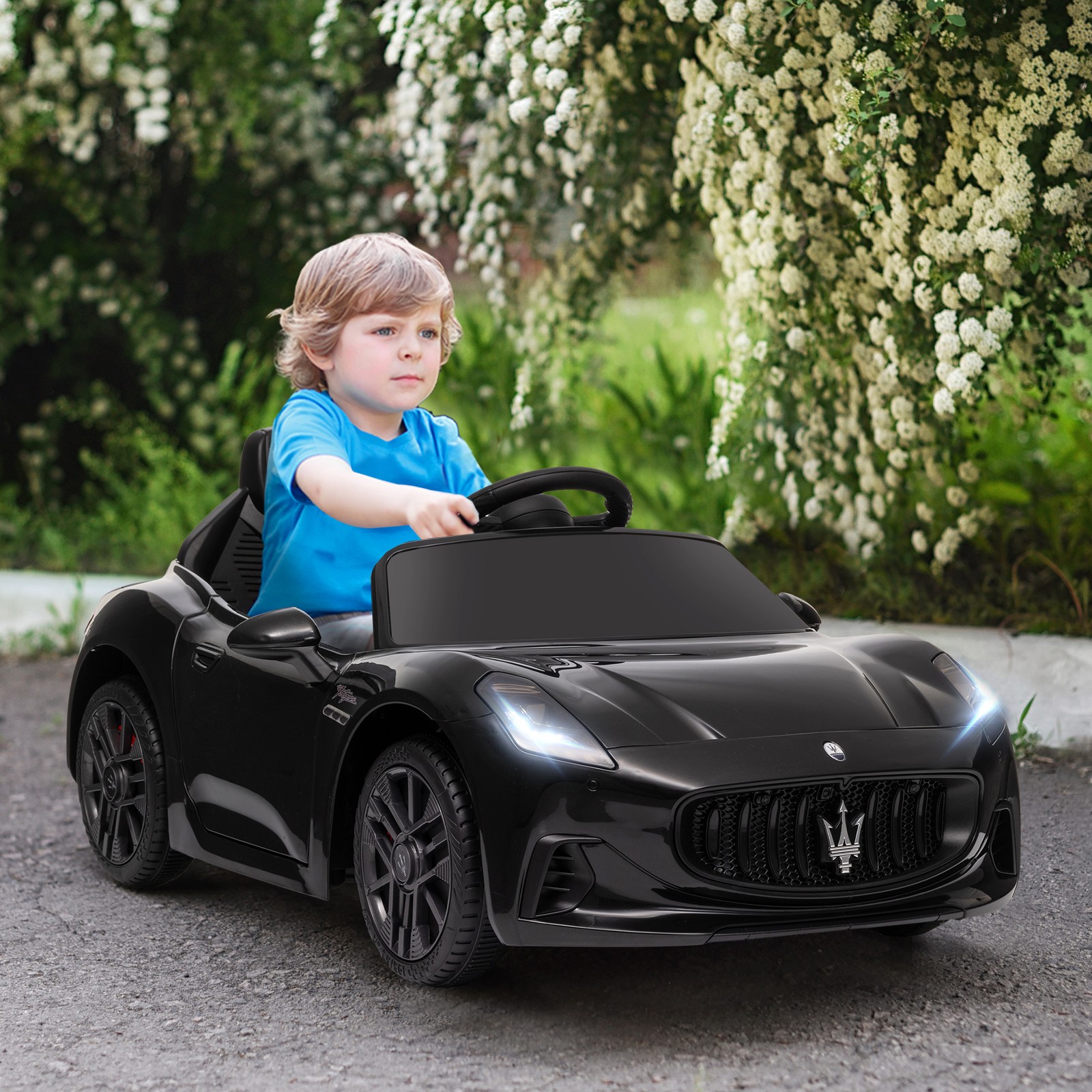 Qaba Maserati Gran Turismo Licensed 12V Kids Electric Car w/ Remote ControlBlack
