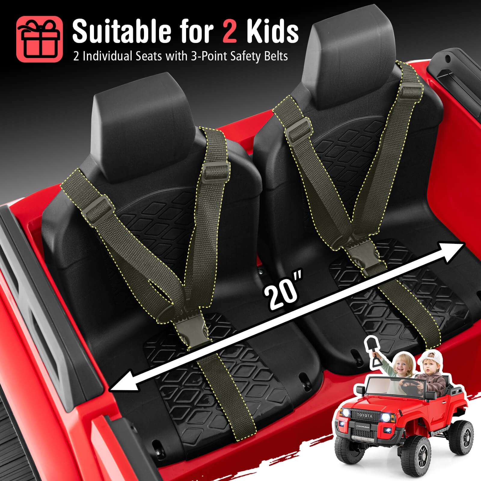 24V 2 Seater Ride on Car for Kids Licensed Toyota LC250 Ride on Truck w/Remote