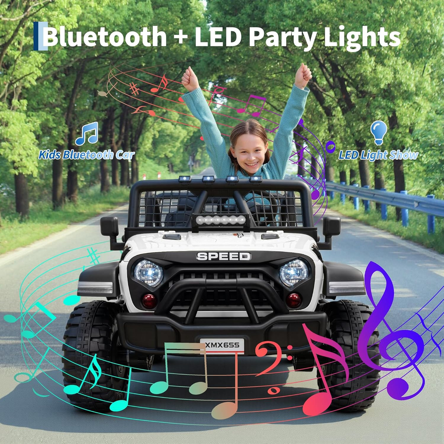 24V 2 Seater Kids Electric Truck with Parent Remote Control, 4WD Ride on Car for