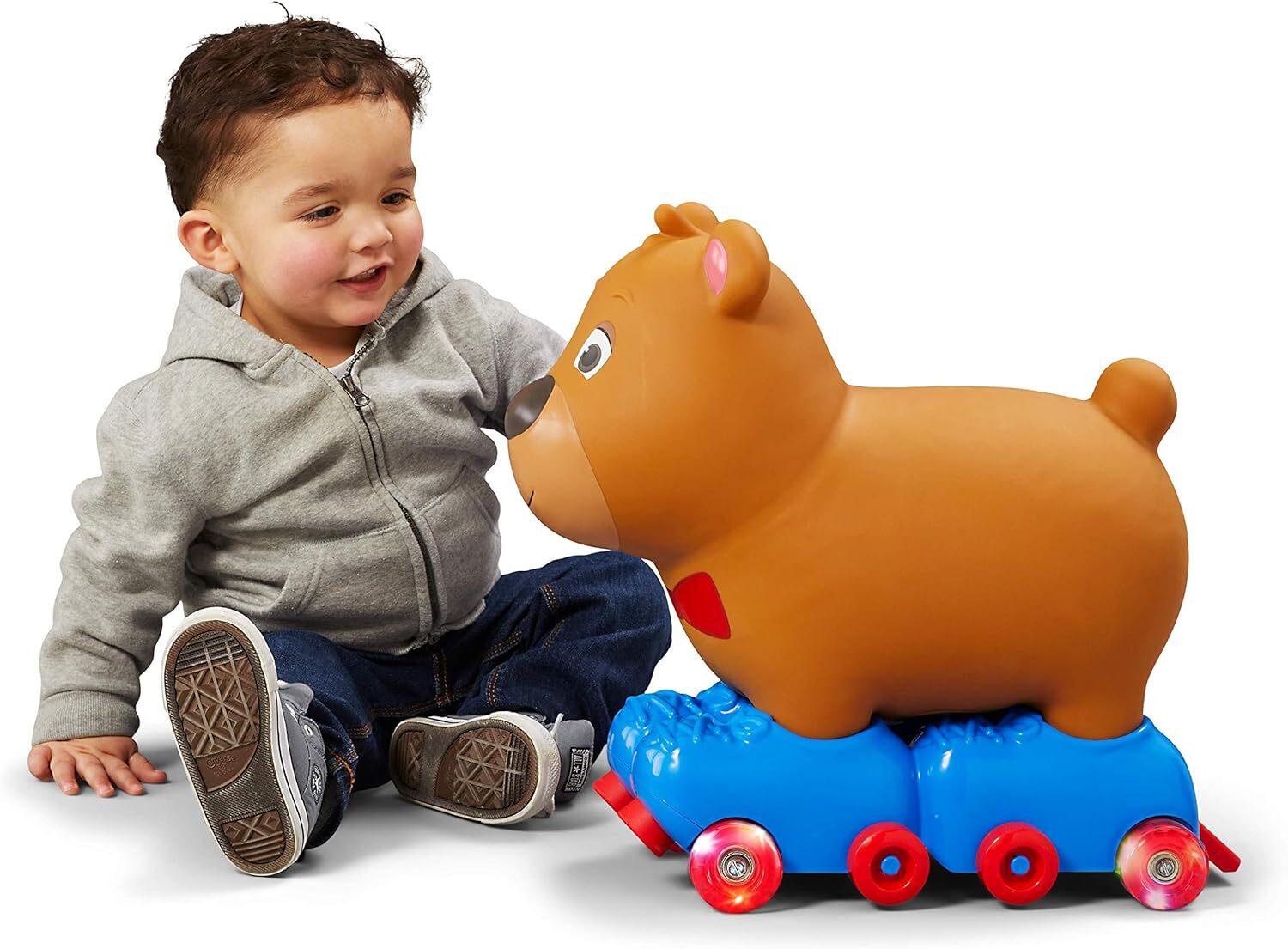 Silly Skaters Bear Toddler Foot to Floor Ride on Toy, Kids 1-3 Years Old, Soft a