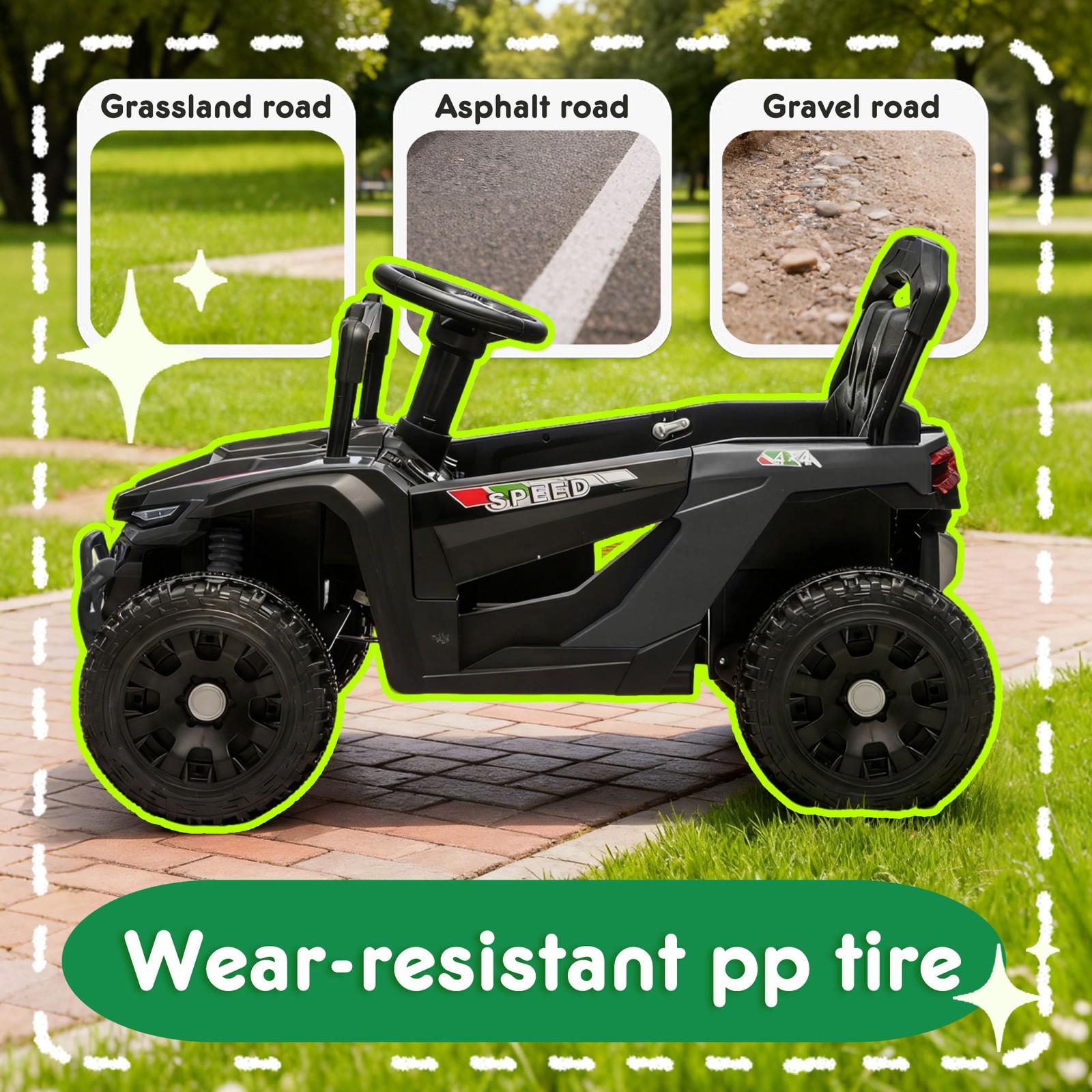 24V Kids UTV, 2.4G Remote, 80W×2, Suspension, Anti-Collision Bar, Bluetooth,3-5Y