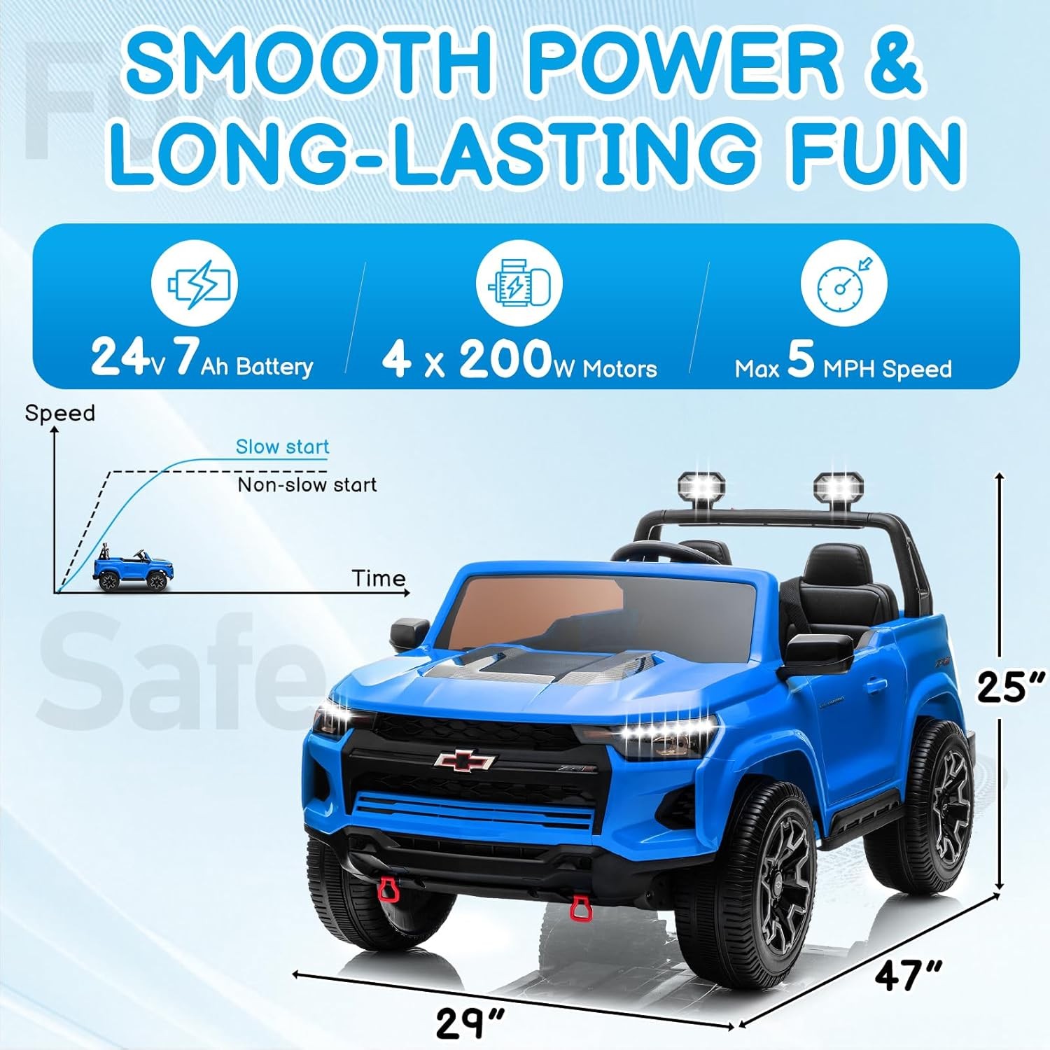 24V Licensed Chevrolet Colorado Electric Car for Kids, Ride on Toys for Toddlers