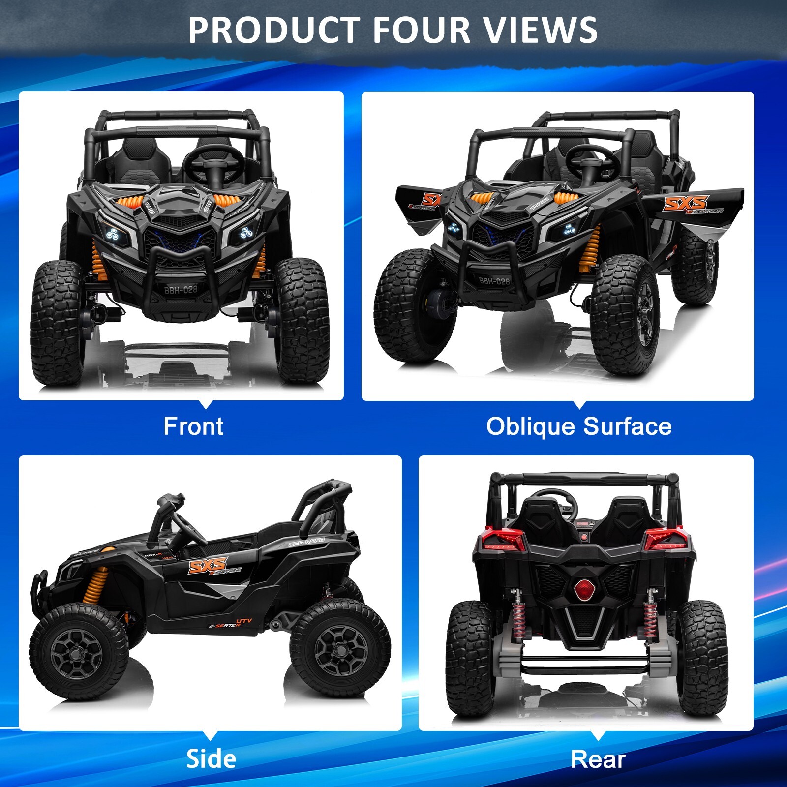 ZEOPHOL 24V Kids Ride On Car UTV 4WD Truck 2-Seater 4*200W Battery Power Wheels
