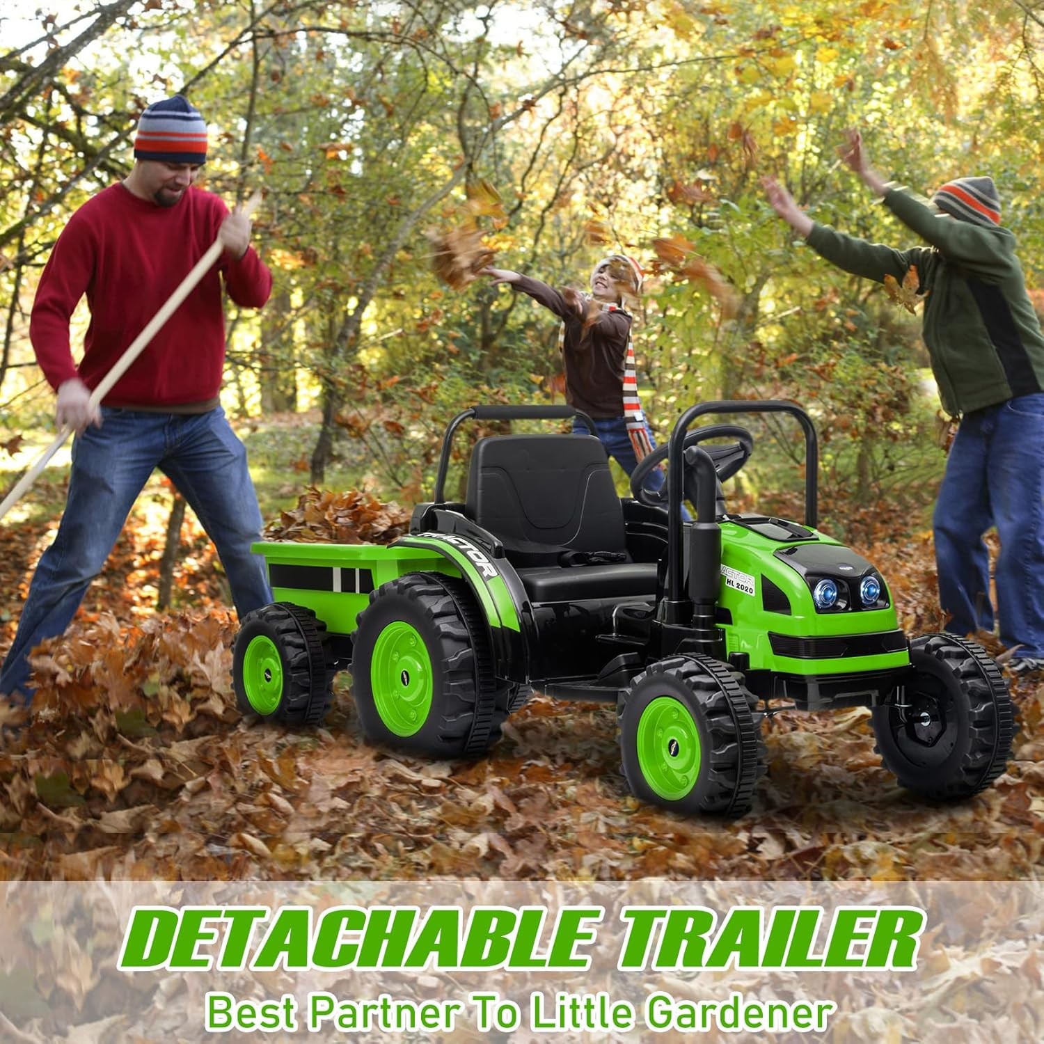 GRAVEE 12V Kids Ride On Tractor w/ Trailer Battery Car Toy Remote MP3