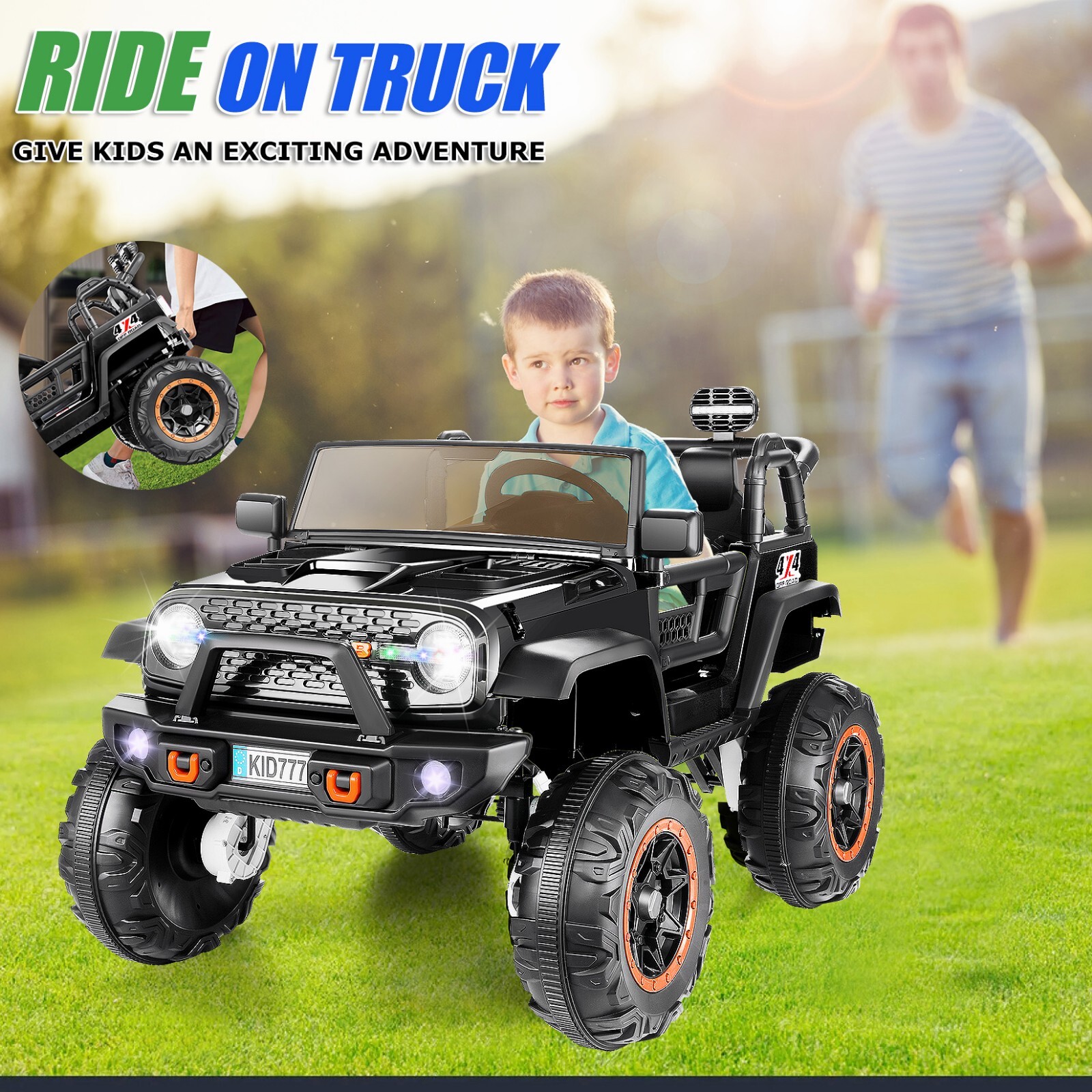 24V 2 Seaters Kids Electric Ride on Car w/Remote &LED Light 4WD/2WD Switchable🎄