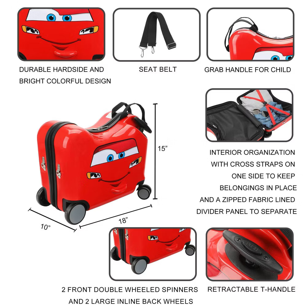 Disney Cars Carry On Spinner Hardside Ride On Suitcase – Red
