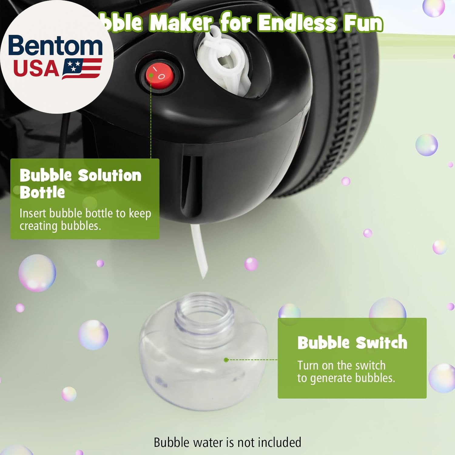 Kids Motorcycle, 6V Battery Powered Ride on Motorcycle with Bubble Maker, Music,