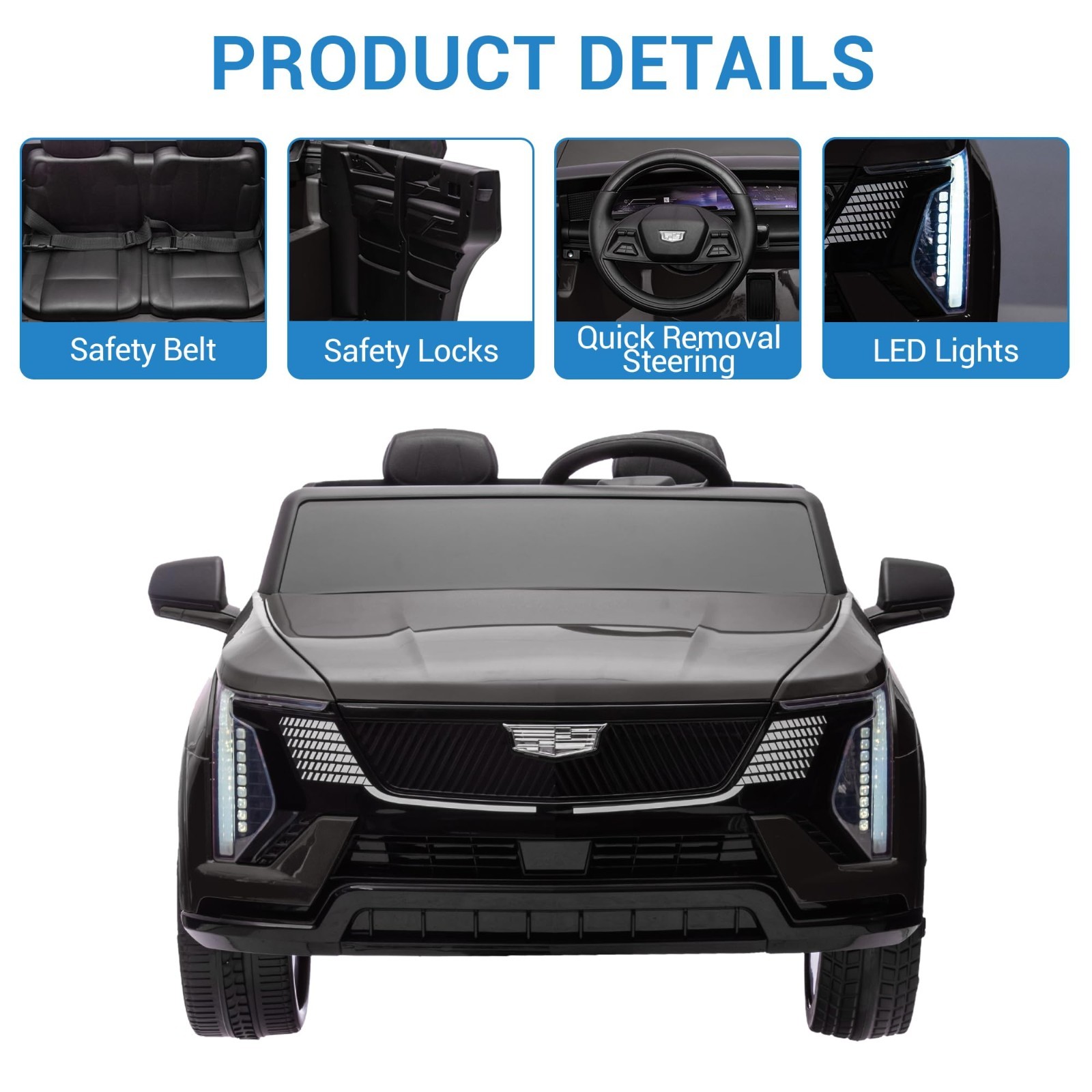 24V Ride On Car Licensed Cadillac Battery Powered Music LED Lights For Boys Girl