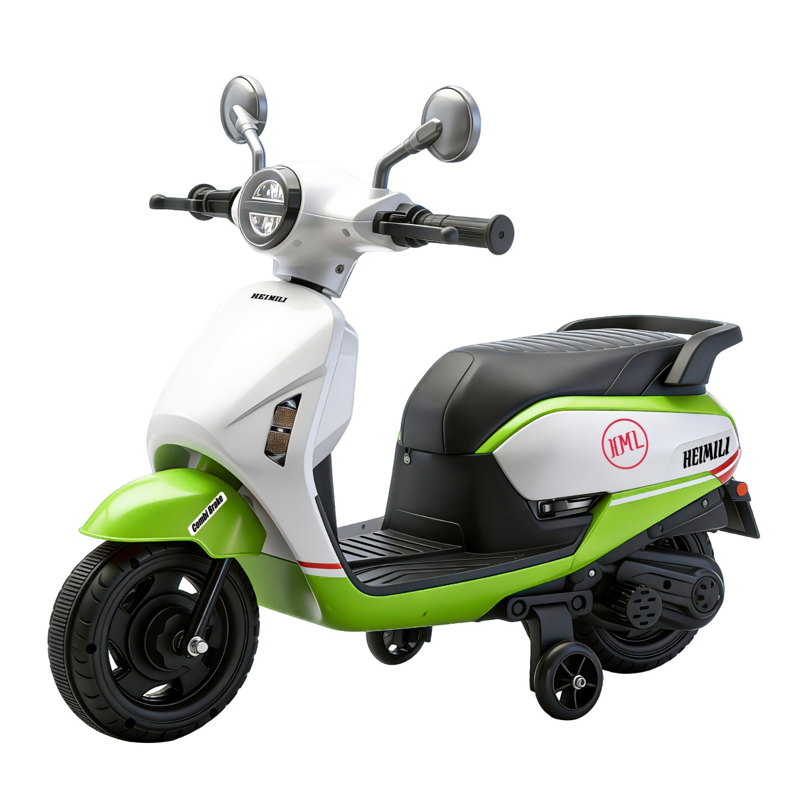 Green 6V Kids Electric Motorcycle ride on Motorbike Age for 1-4 w/Training Wheel