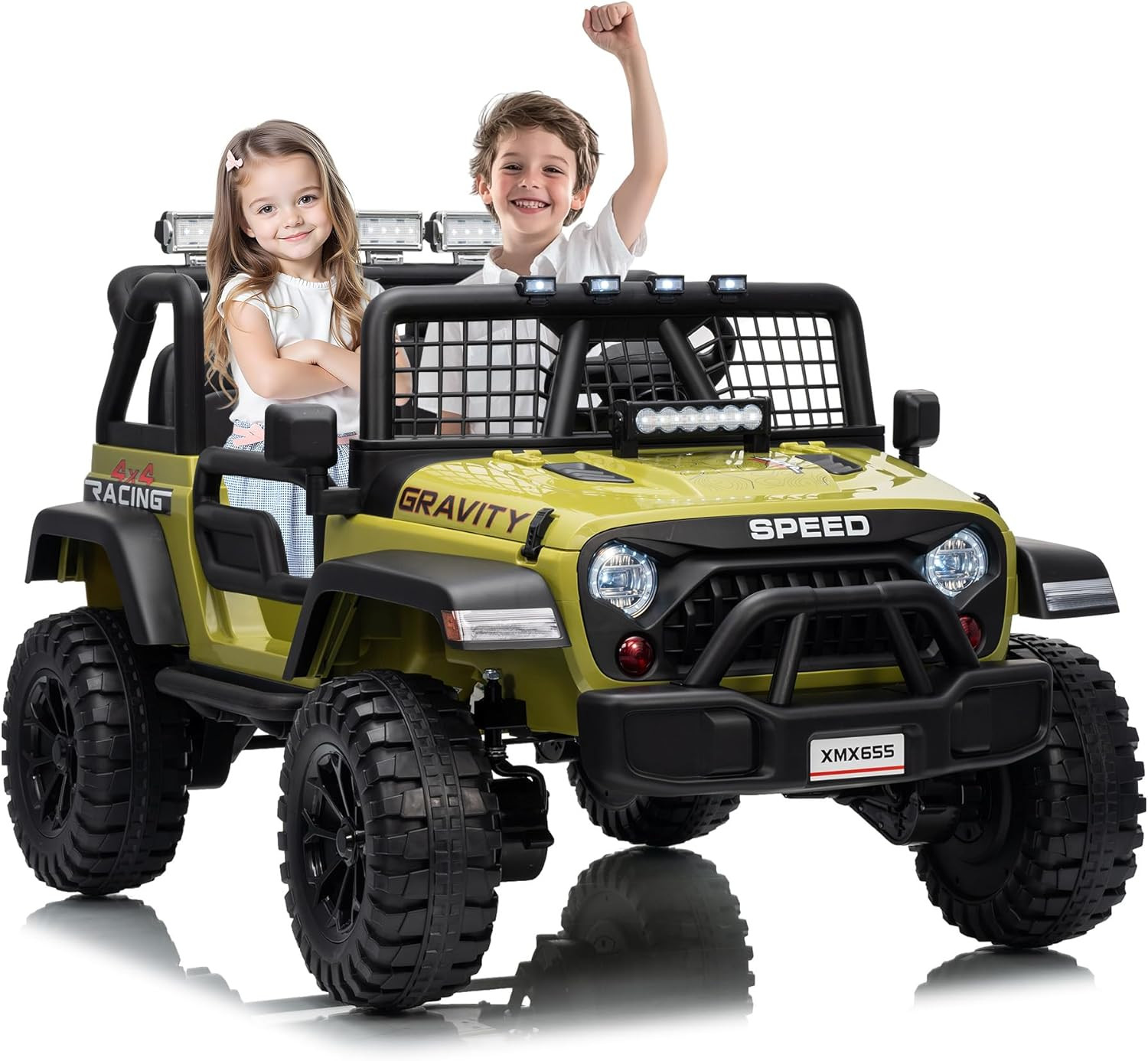 24V 2-Seater Kids Electric Truck with Parent Remote Control, 100Min Ride-On Car,