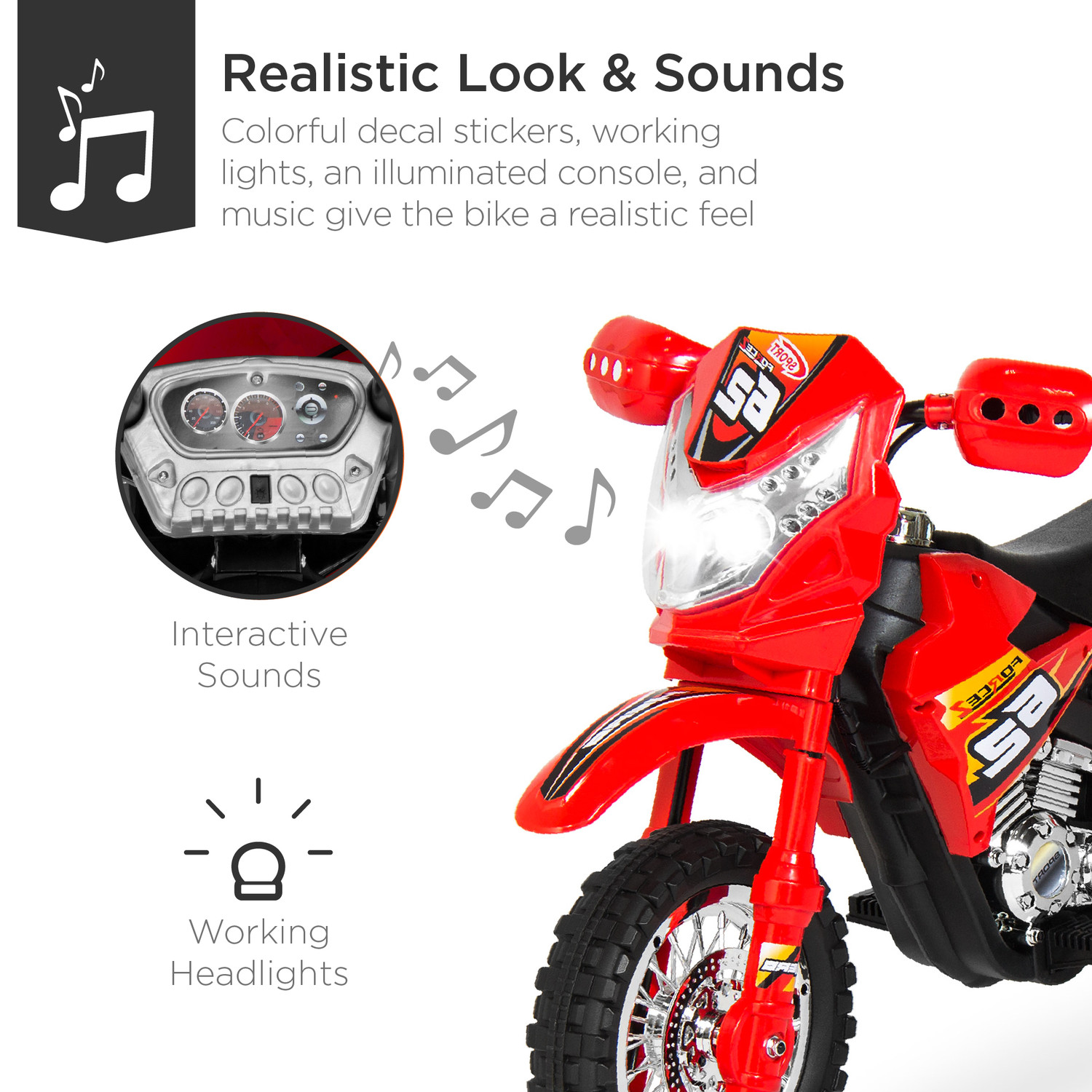 6V Kids Electric Battery Powered Ride on Motorcycle W/ Training Wheels