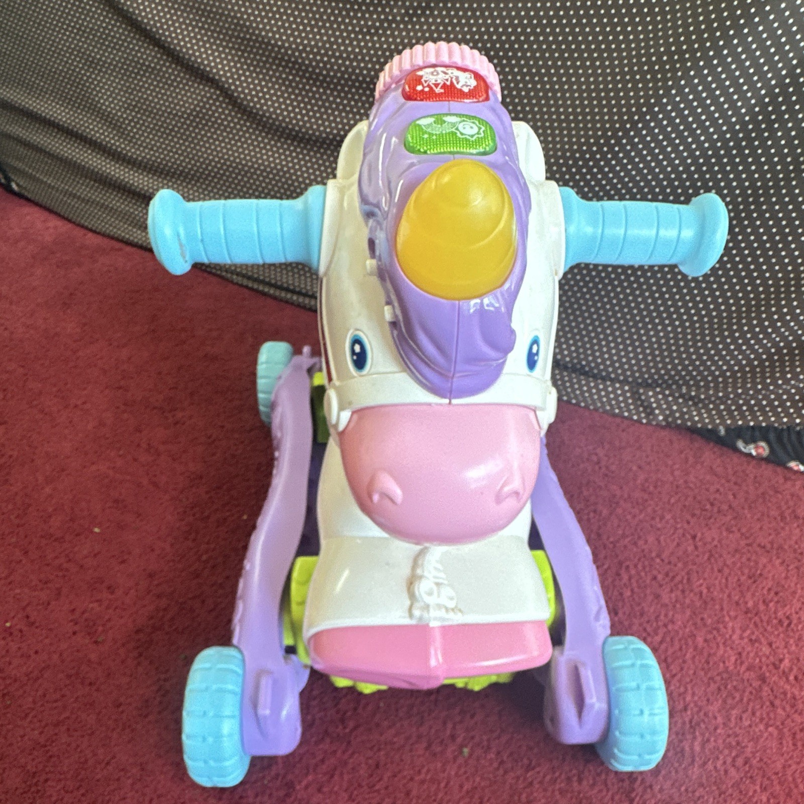 VTech Unicorn Ride-On Toy w/ Wheels, Light-Up Sounds, Pink Seat, Purple Base