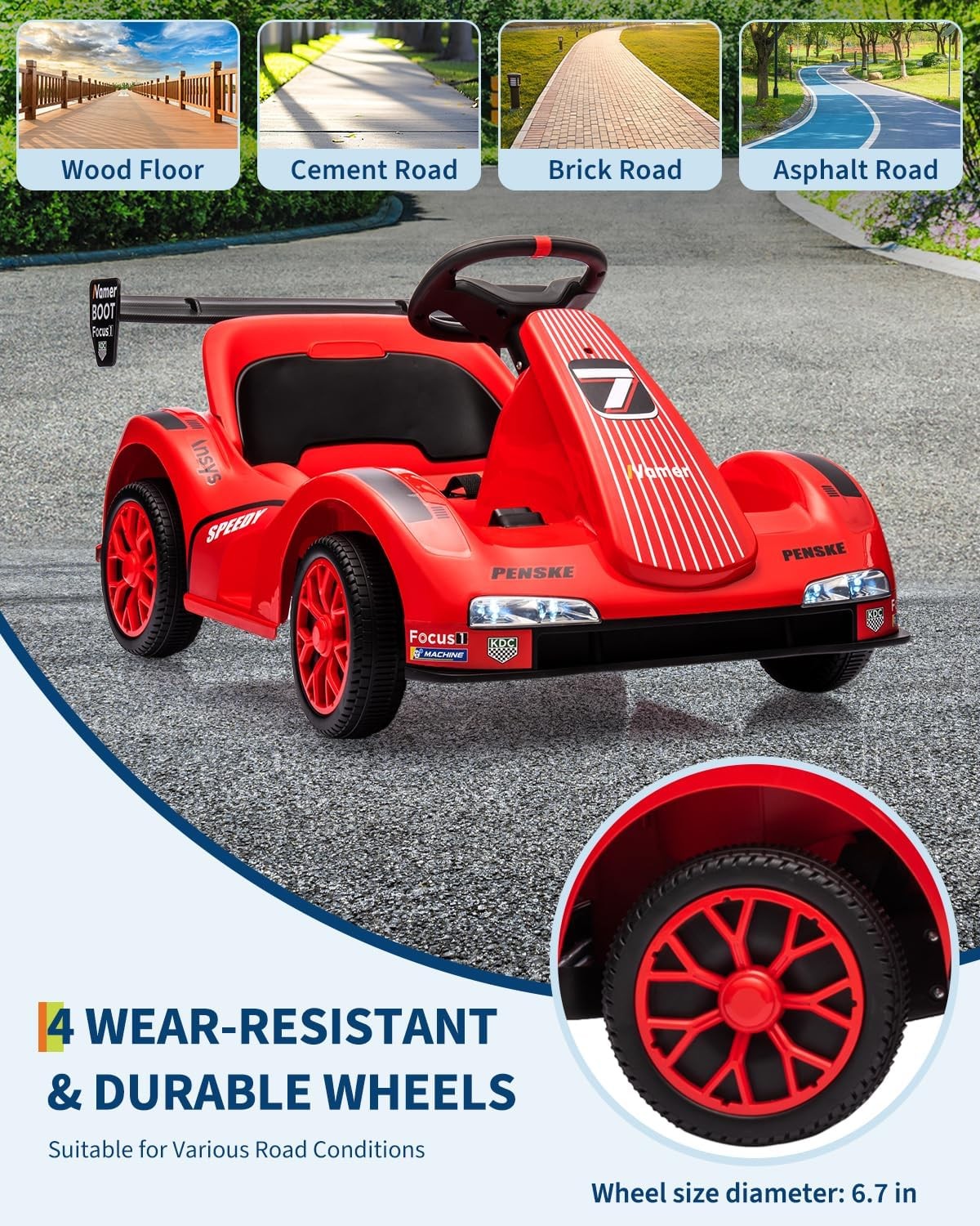 6v Electric Racer Go Kart for Kids with 2.4g Remote Control Ride on Toy for Kids