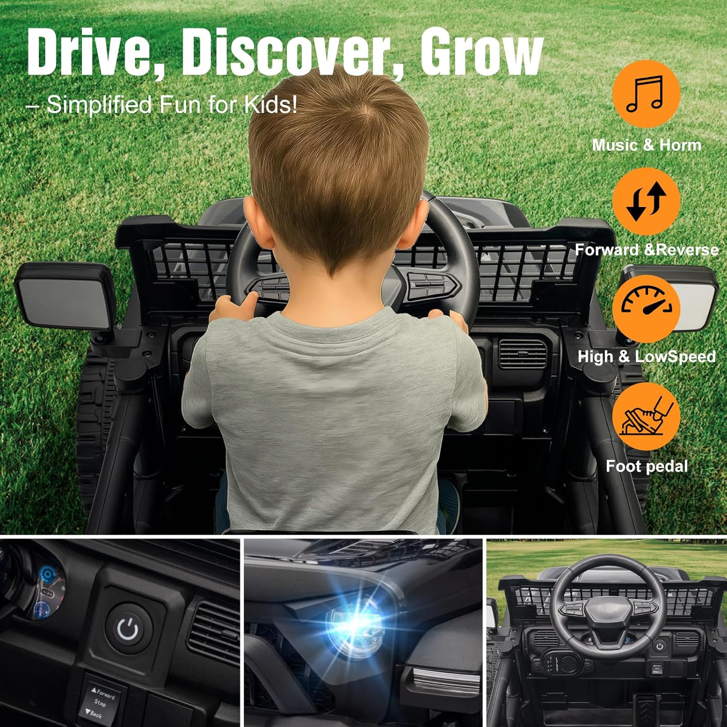 12V Ride on Car with Parent Remote Control, Toddler Electric Car with Spring Sus