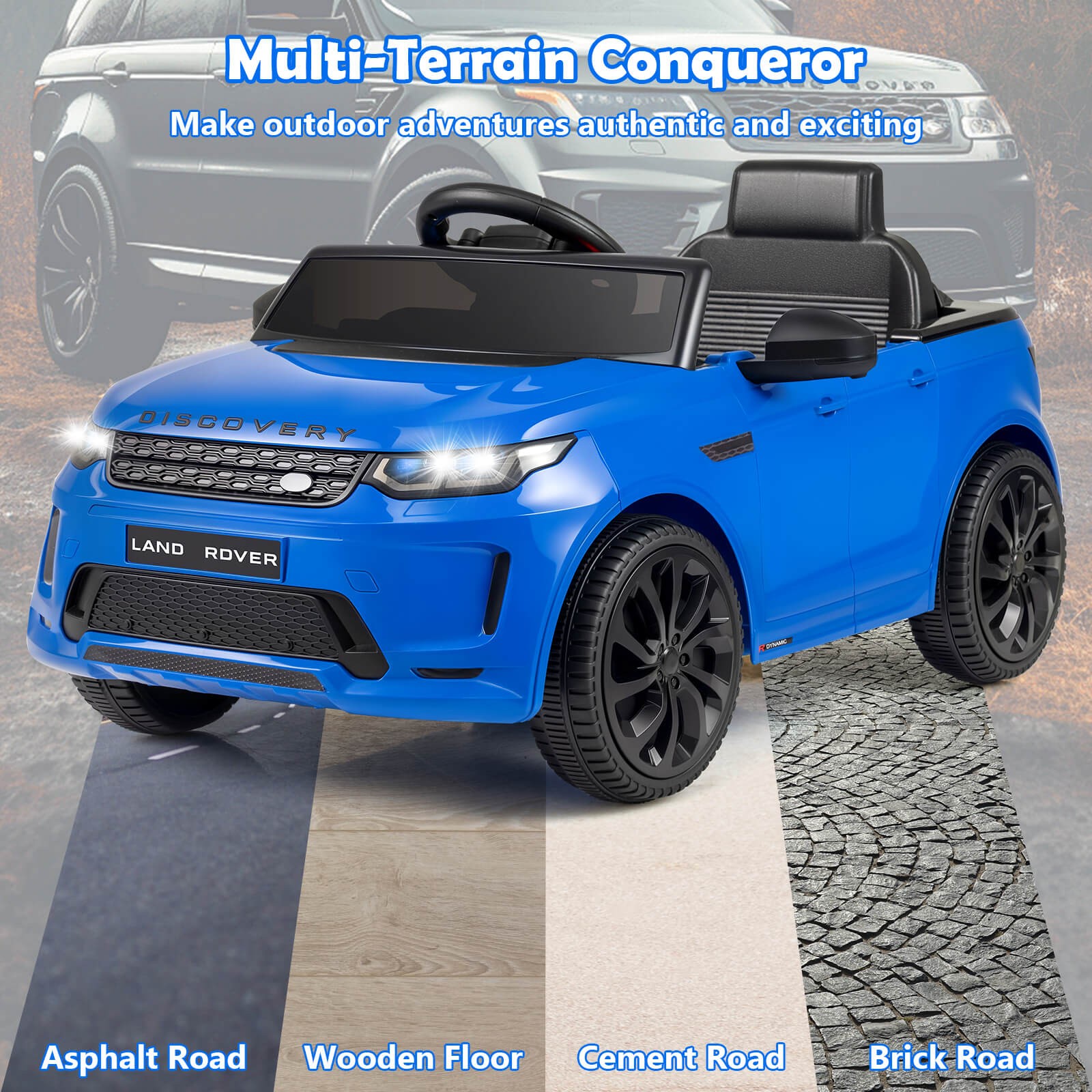 Licensed Land Rover Kids Ride on Car w/Remote Control, LED Lights, Music, Horn