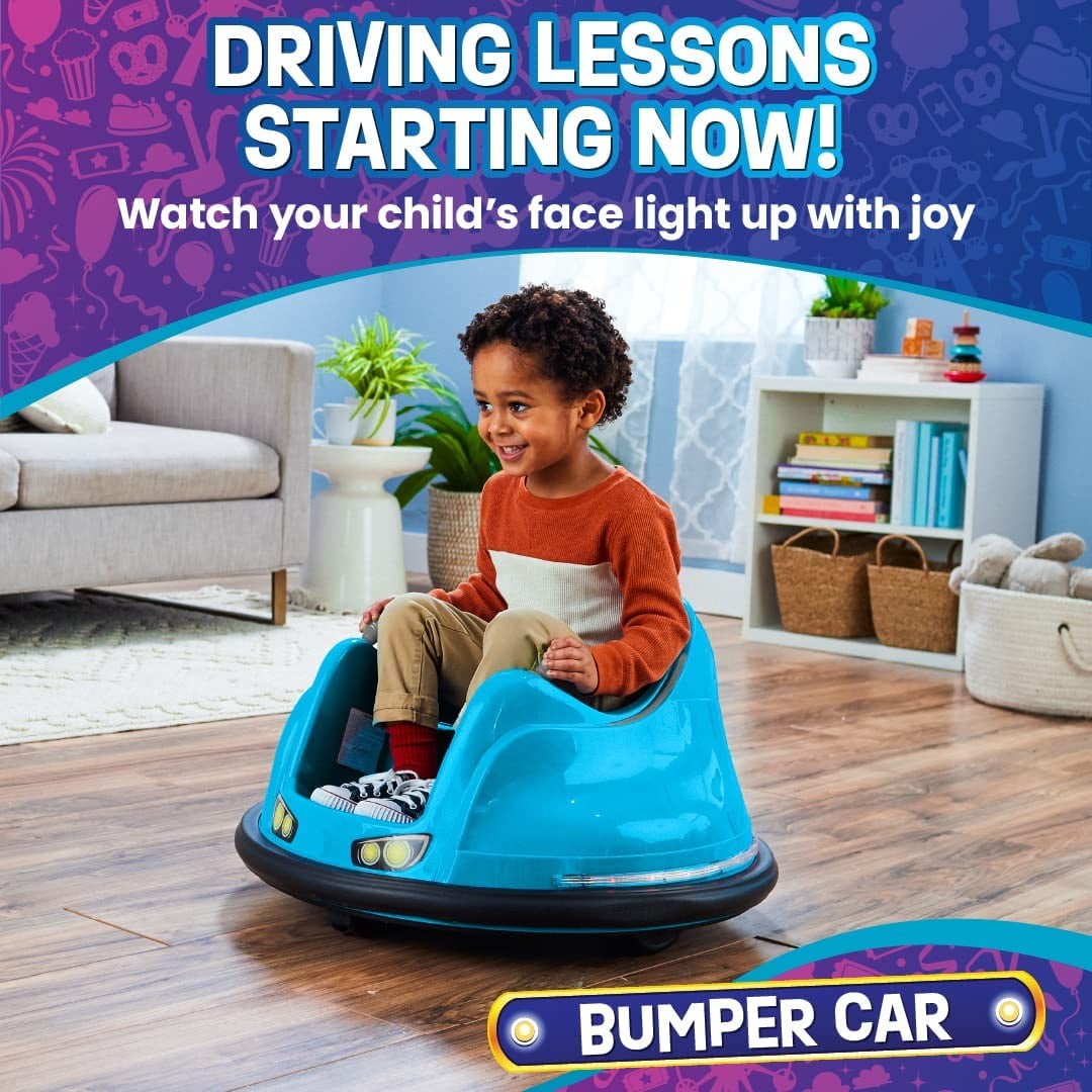 Funpark 6V Bumper Car for Toddlers, 360° Spin, LED Lights, Ages 1.5-4 Years