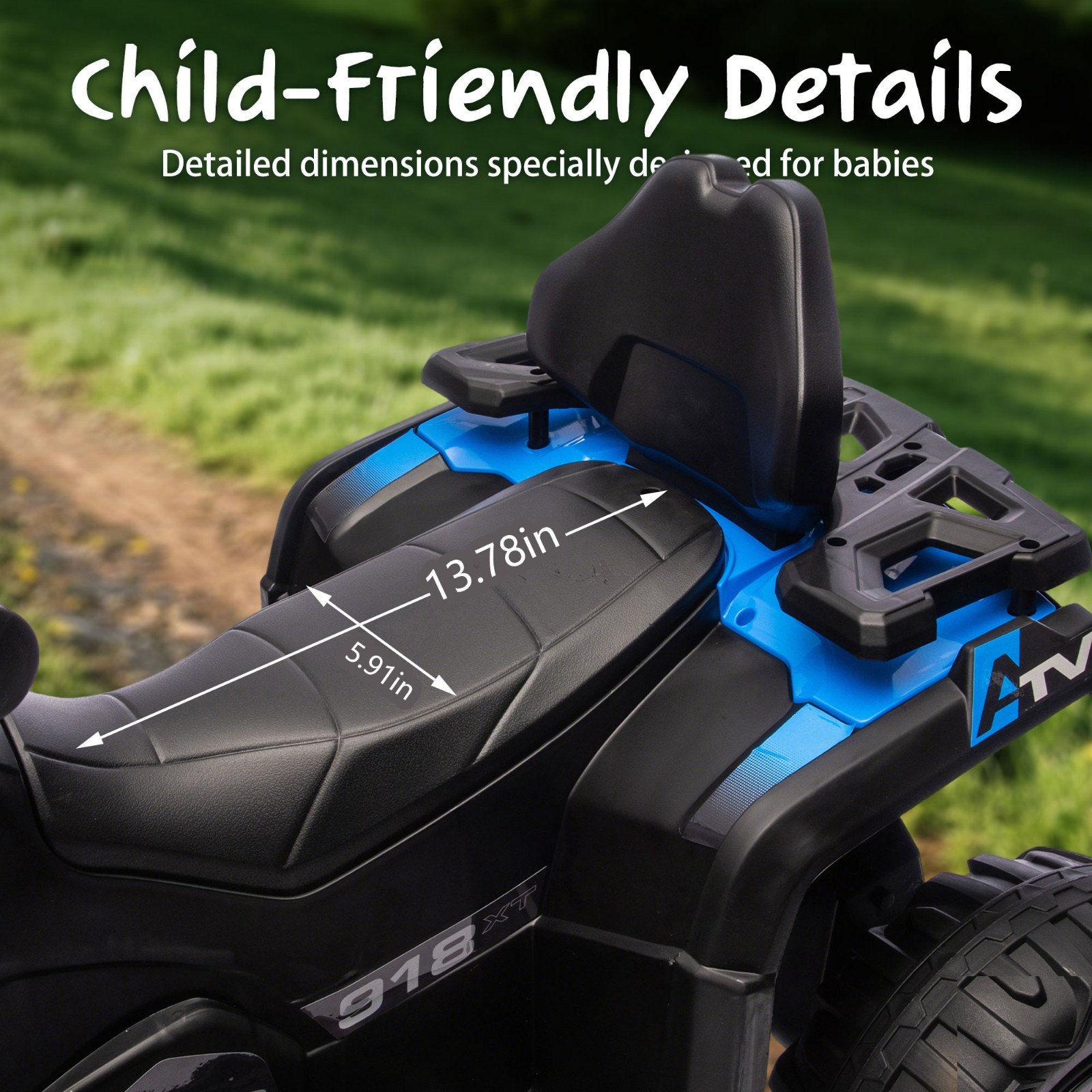 24V Kids Electric ATV 4 Wheeler Quad Car Off-Road Ride-On Toy for Ages 3-6,Blue