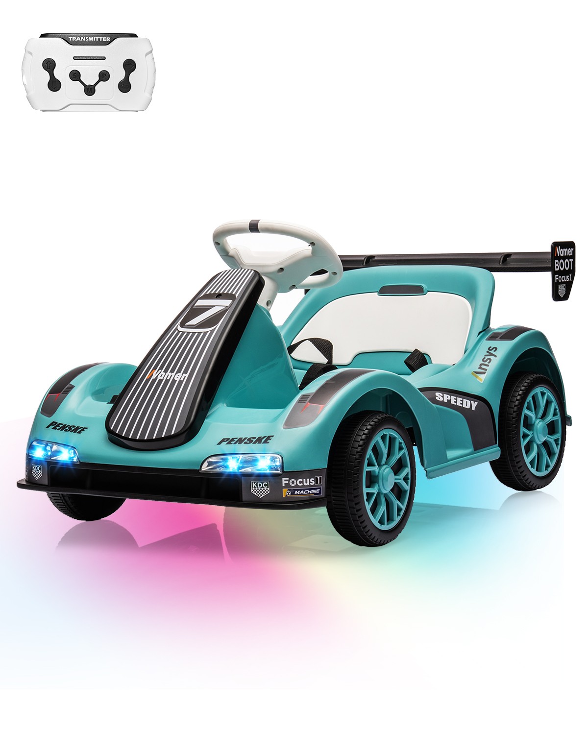 6V Kids Go Kart Remote Control Bluetooth LED All Terrain Ride On Toy