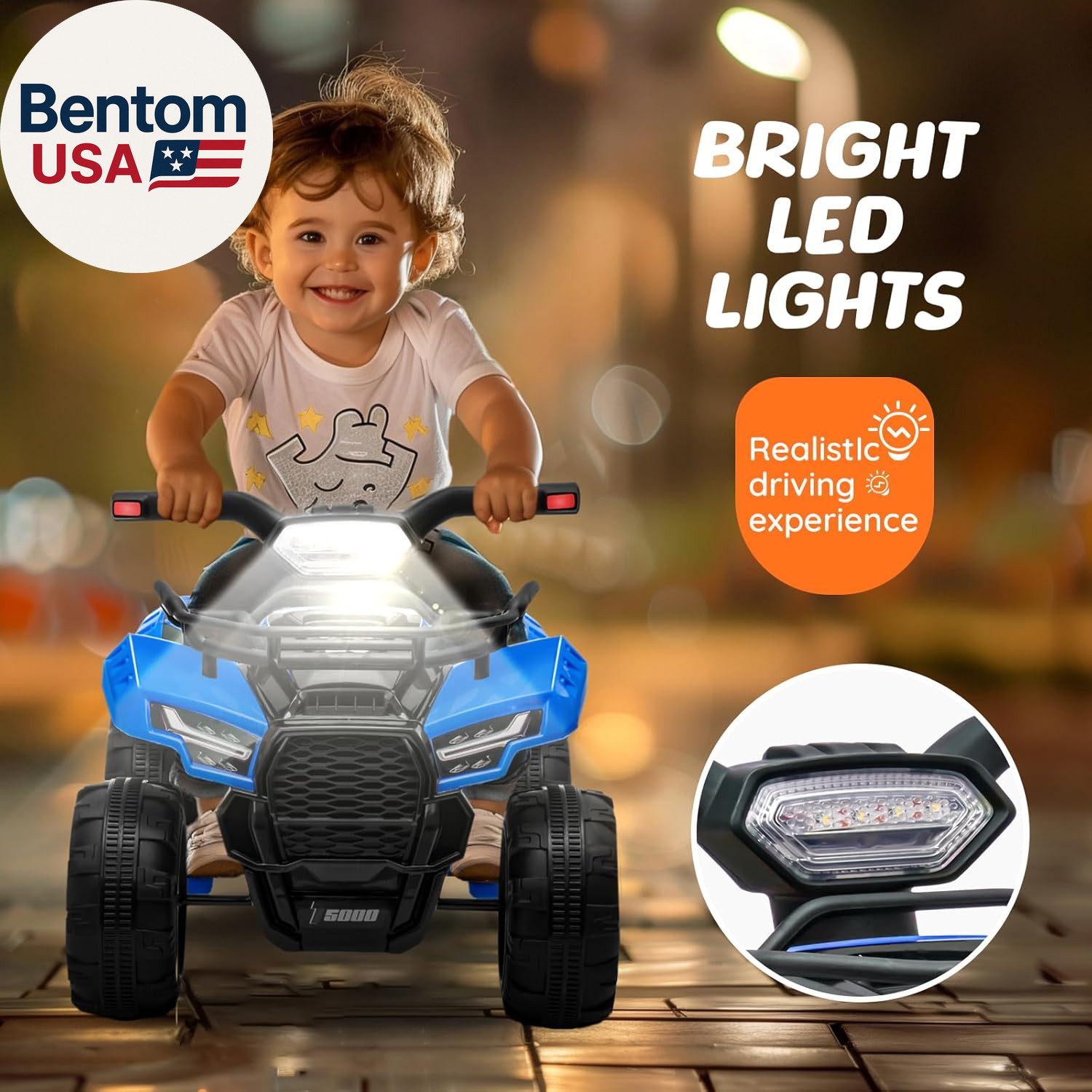 ATV for Kids, 6V Battery Powered Toddler 4 Wheeler W/Music, Light, 1.2Mph Max Sp