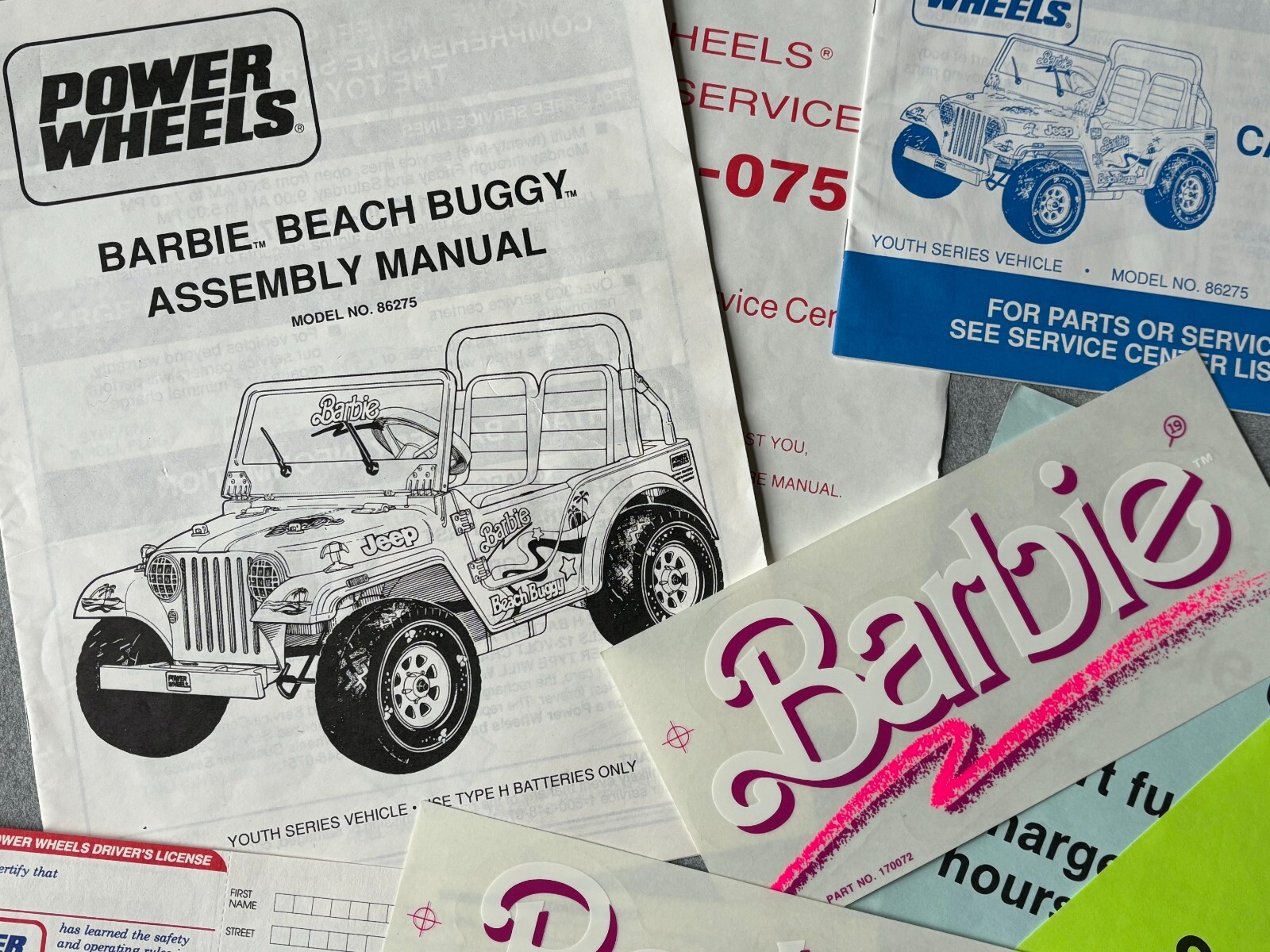 Power Wheels Barbie Beach Ranger Jeep Manual Sticker Decals