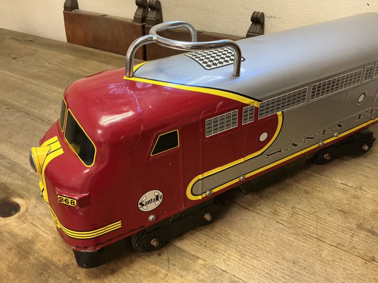 Santa Fe Toddler Ride On Train By Morgan Cycle Discontinued Metal Collectable