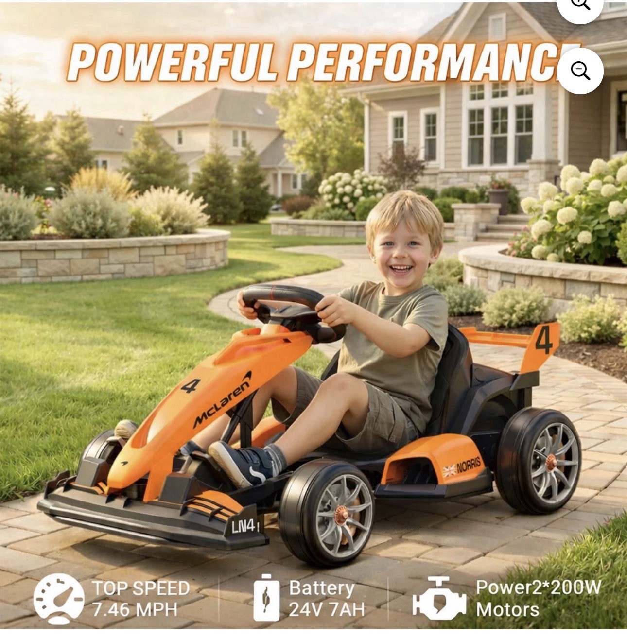 McLaren LN4 24V 7Ah Ride-On Go Kart Orange/Black 2x200W Motors