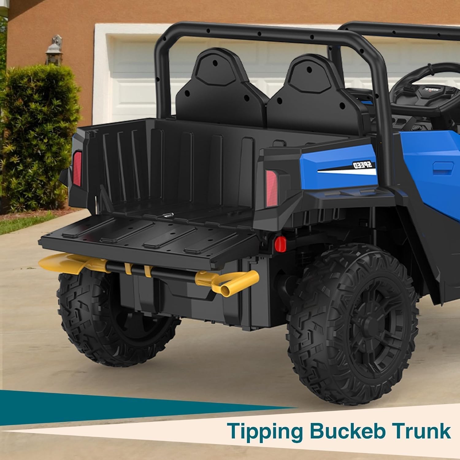 24V Ride On Truck for Kids w/ Remote, 4WD, LED Lights,Bluetooth,Dump Bed,2 Seats