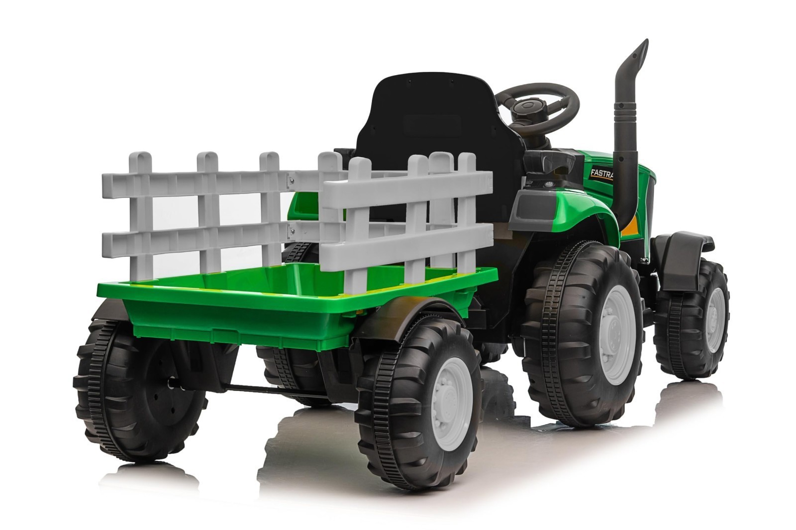 12V Kid Electric Tractor w/Trailer &Remote Control Music Gift 3-8Y Green Toy Car