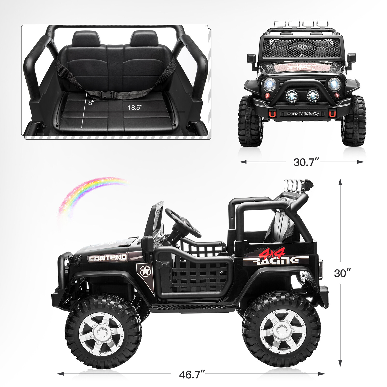 2 Seater Kids Ride On Car Jeep 12V Electric Kids Truck Jeep w/ Remote Control US