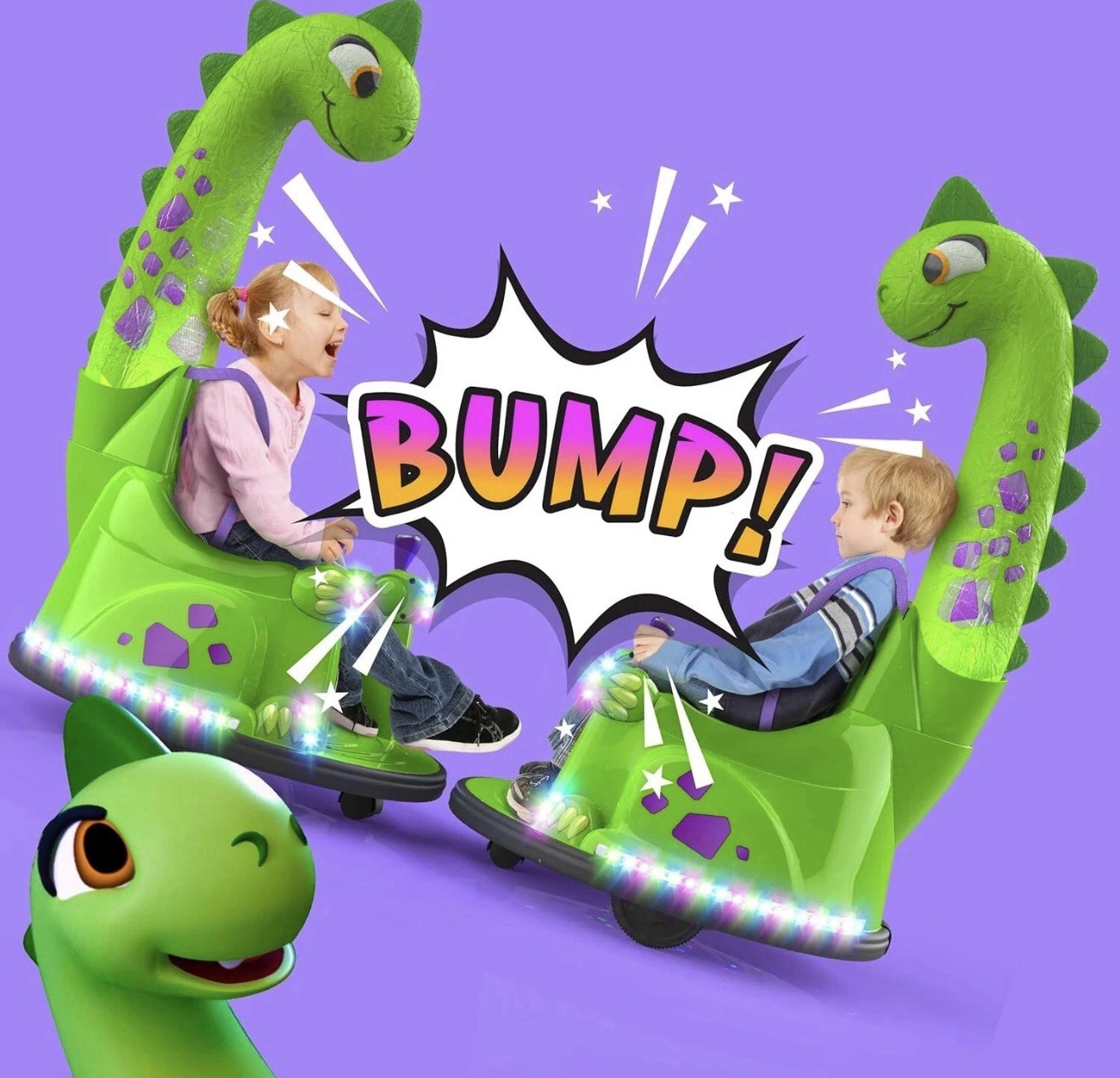 Bumpeez Bumper Car, 12V Electric Ride Toy with Remote Control, 3-6yrs Kids GREEN