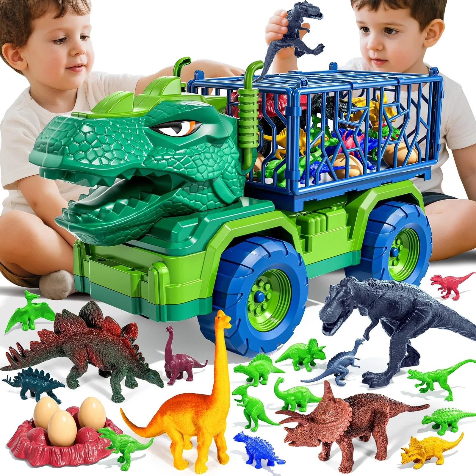 22 in 1 Toddler T-rex Dinosaur Truck Toy Set for Kids Boys 3-5 5-7,…