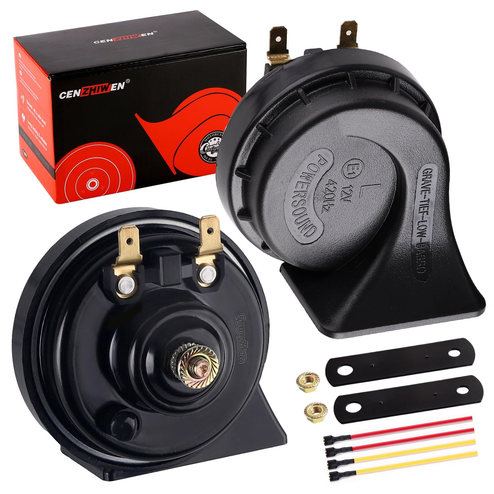 Car Horns 12v 130dB Ultra Loud [2 pack]kit -Truck Train Horn,Tweeter/Bass,Hig…