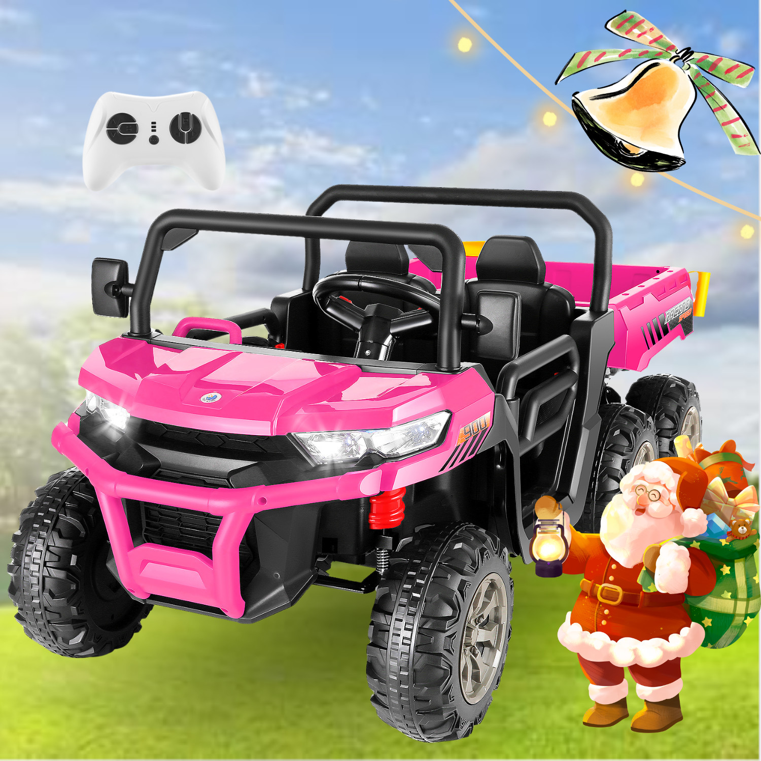 24V 4WD Kids Ride on Dump Truck with Remote Control, 2 Seater Electric Car Toy*