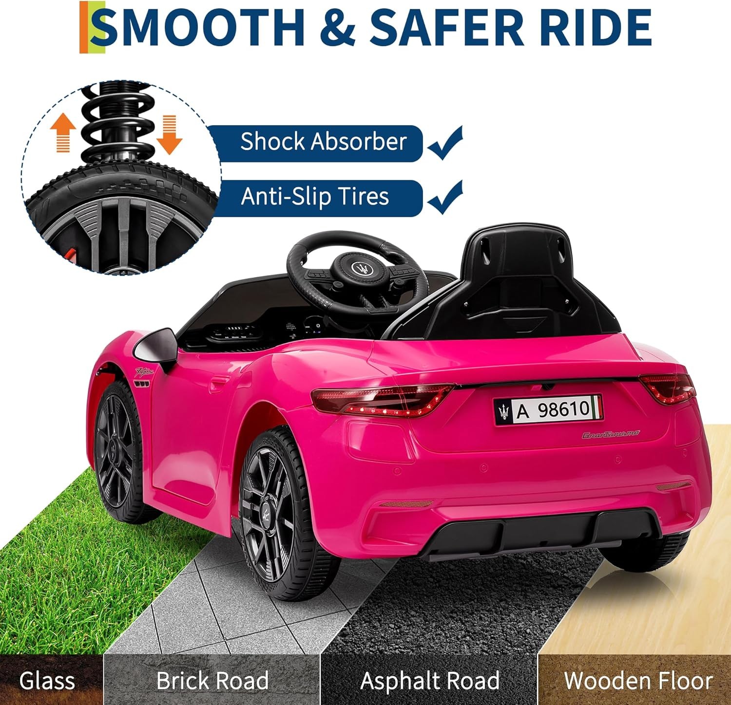 12V Licensed Maserati Ride-On Vehicle for Kids, Remote Control, High/Low Speed