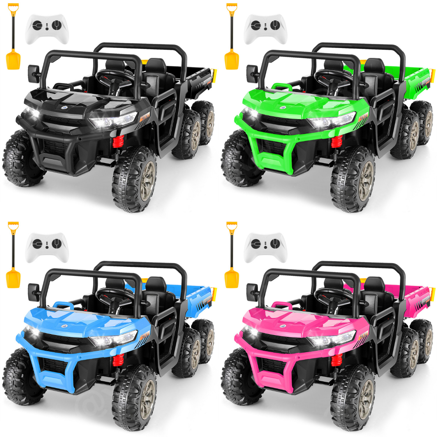 24V 4WD Kids Ride on Dump Truck with Remote Control, 2 Seater Electric Car Toys-