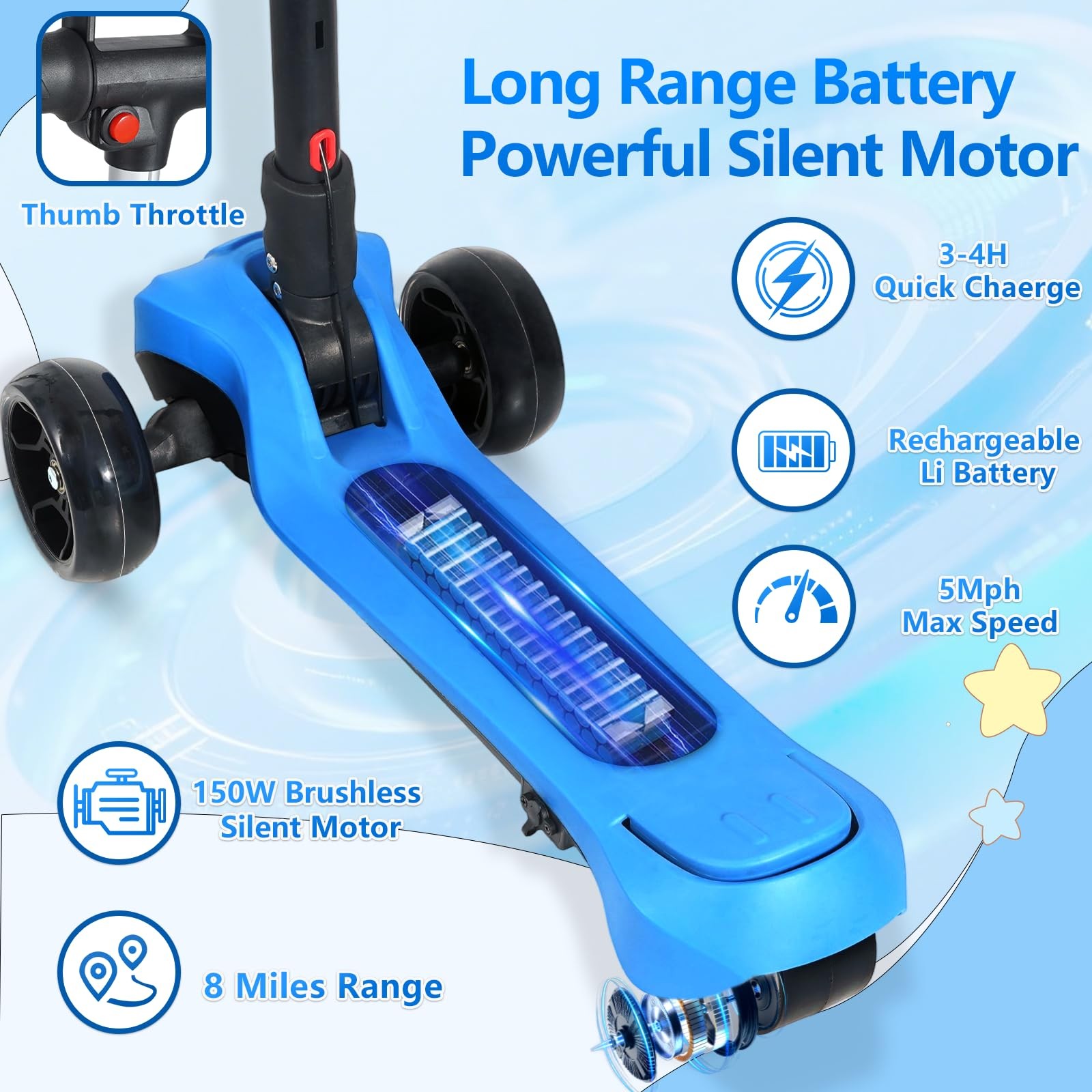 Electric Scooter for Kids Ages 3-12, Full Body Lights Up, Wide Deck, 3 Adjust…