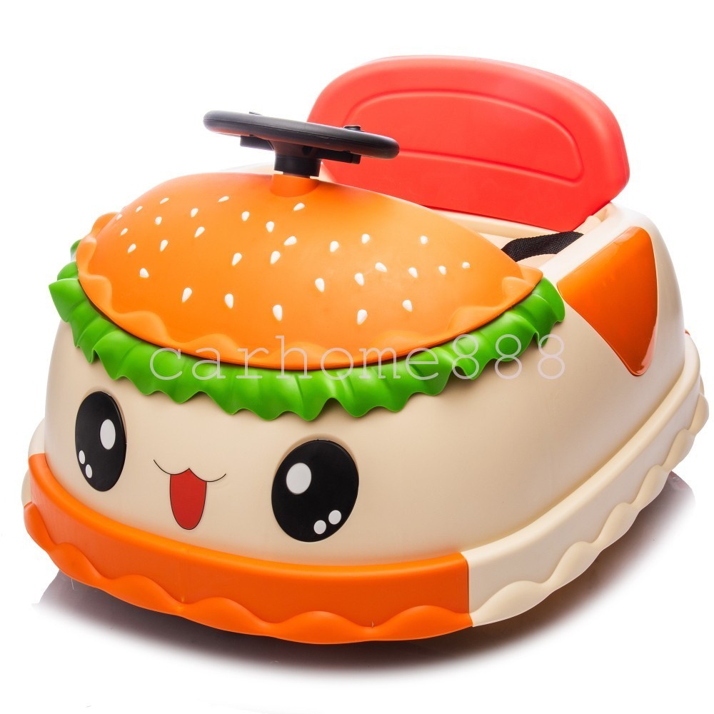12V Kids Ride On Electric Bumper Car W/Parents Control, Cute Realistic Hamburger