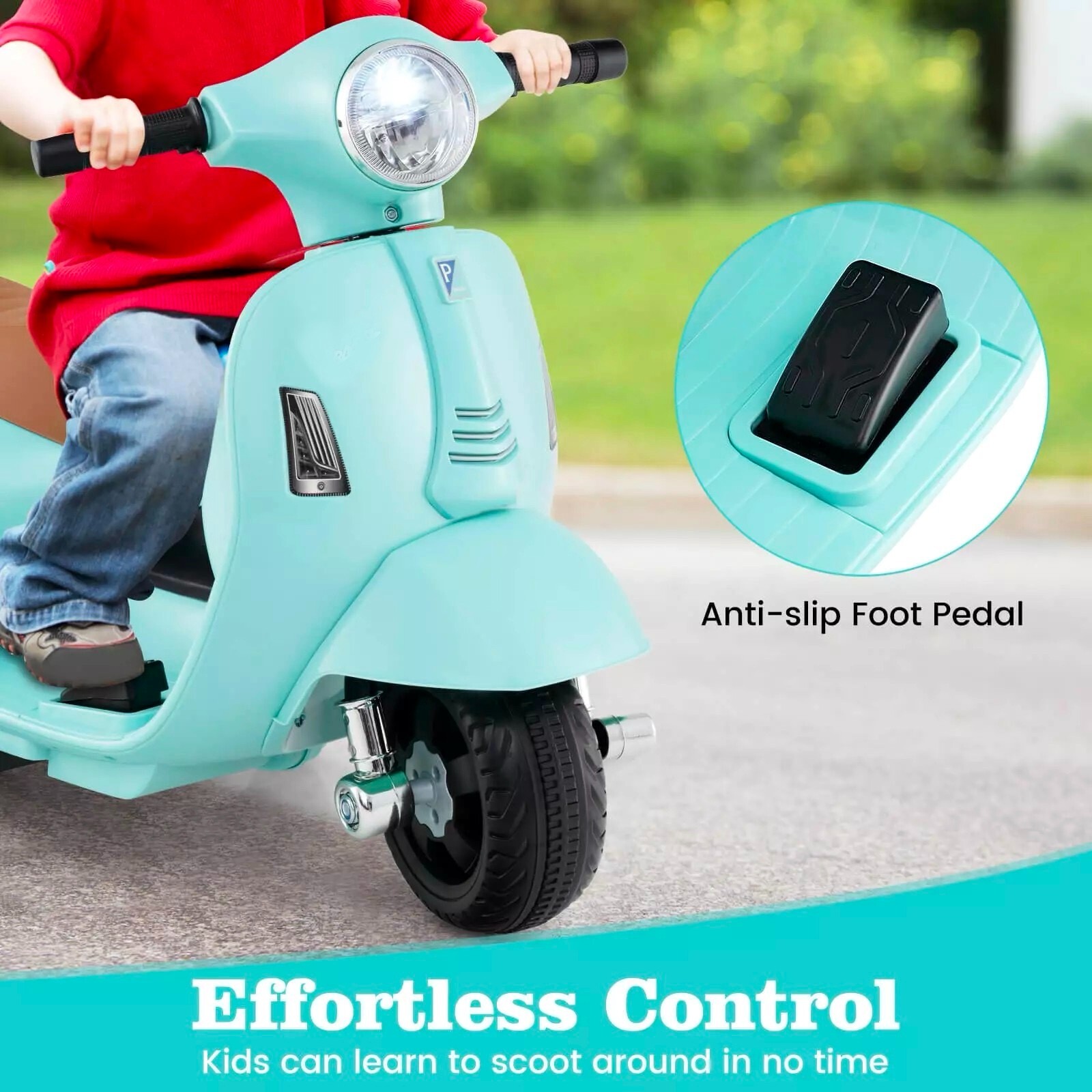Kids Ride on Motorcycle with Training Wheels Headlight Horn 6V Battery