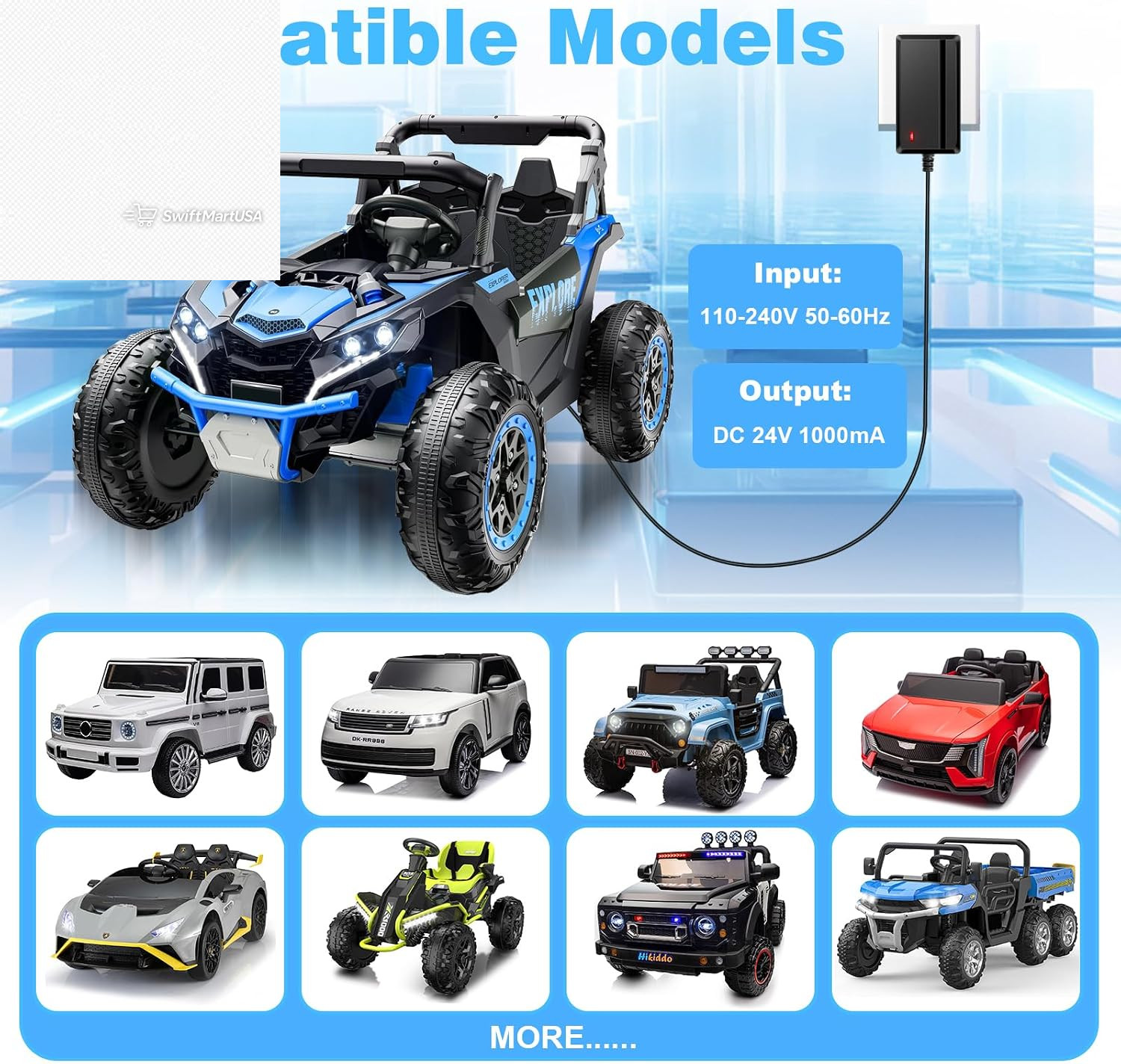 24V Charger for Kids Ride on Car 24 Volt Battery Charger for Ride on Toys Kid Tr
