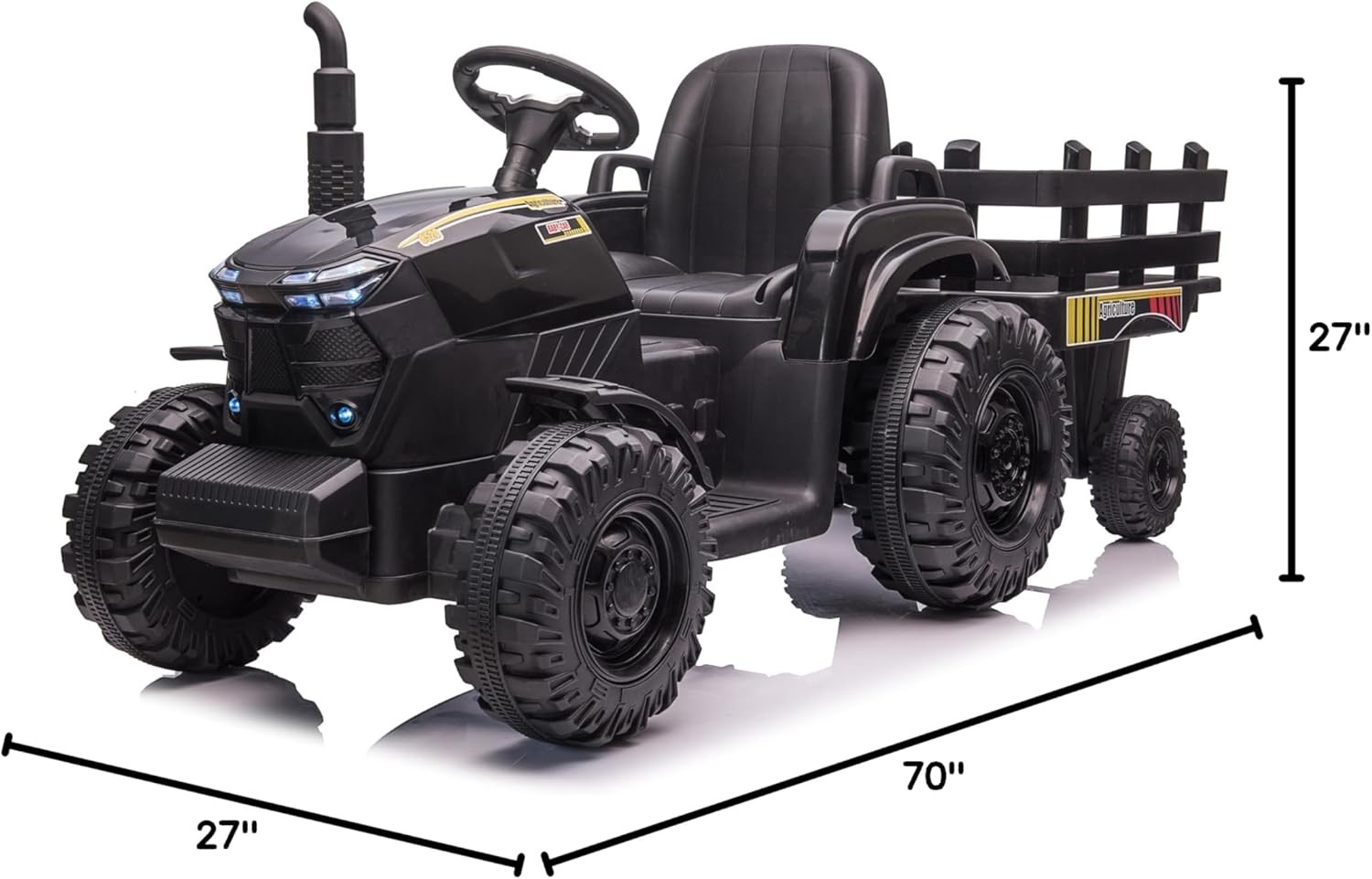 Electric Ride On Car Kids Ride On Tractor with Trailer Outdoor Farm Play Vehicle