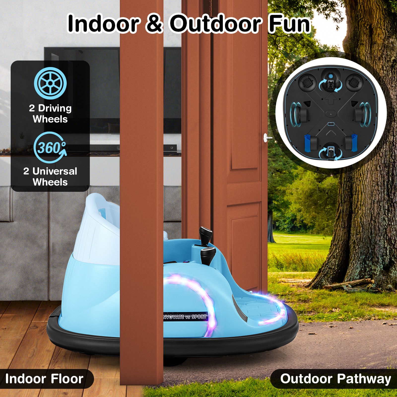 12V Electric 360° Spin Car Toy Ride on Bumper Car for Toddlers w/ Remote Control