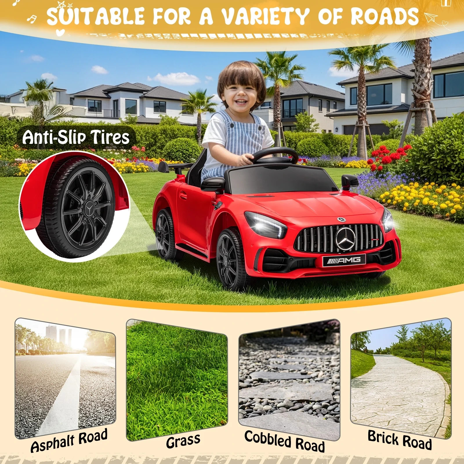Mercedes-Benz AMG Licensed 12V Kids Ride on Car w/ Remote Bluetooth Enabled R