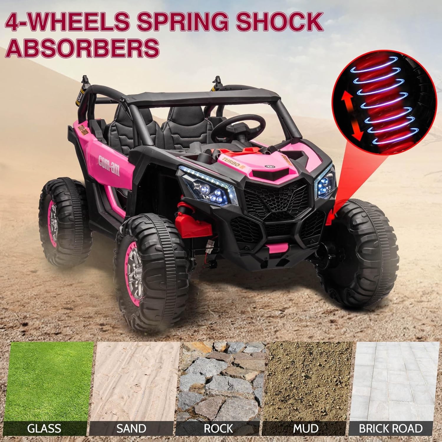 24V 2-Seater 4WD Kids Truck 300W Power with Remote, Spring Suspension Multicolor