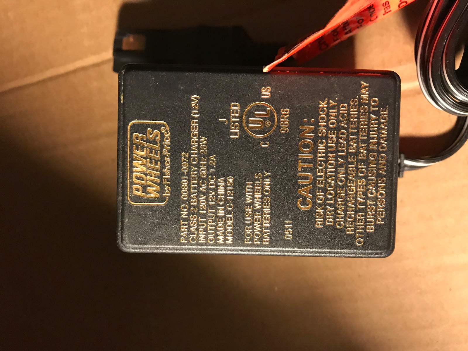 Original Fisher Price 00801-0972 Power Wheels 12V Battery Charger C-12150